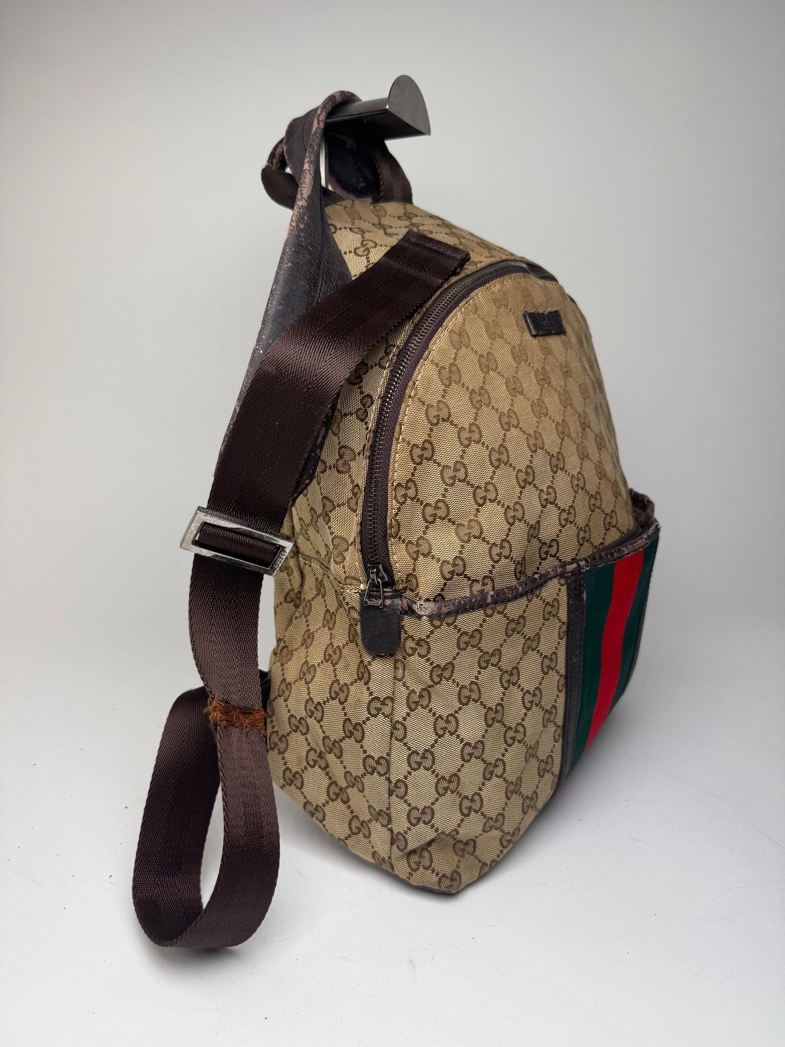 Gucci Vintage Monogram Backpack / Crossbody Bag Beige Brown Size ONE SIZE - 6 Thumbnail