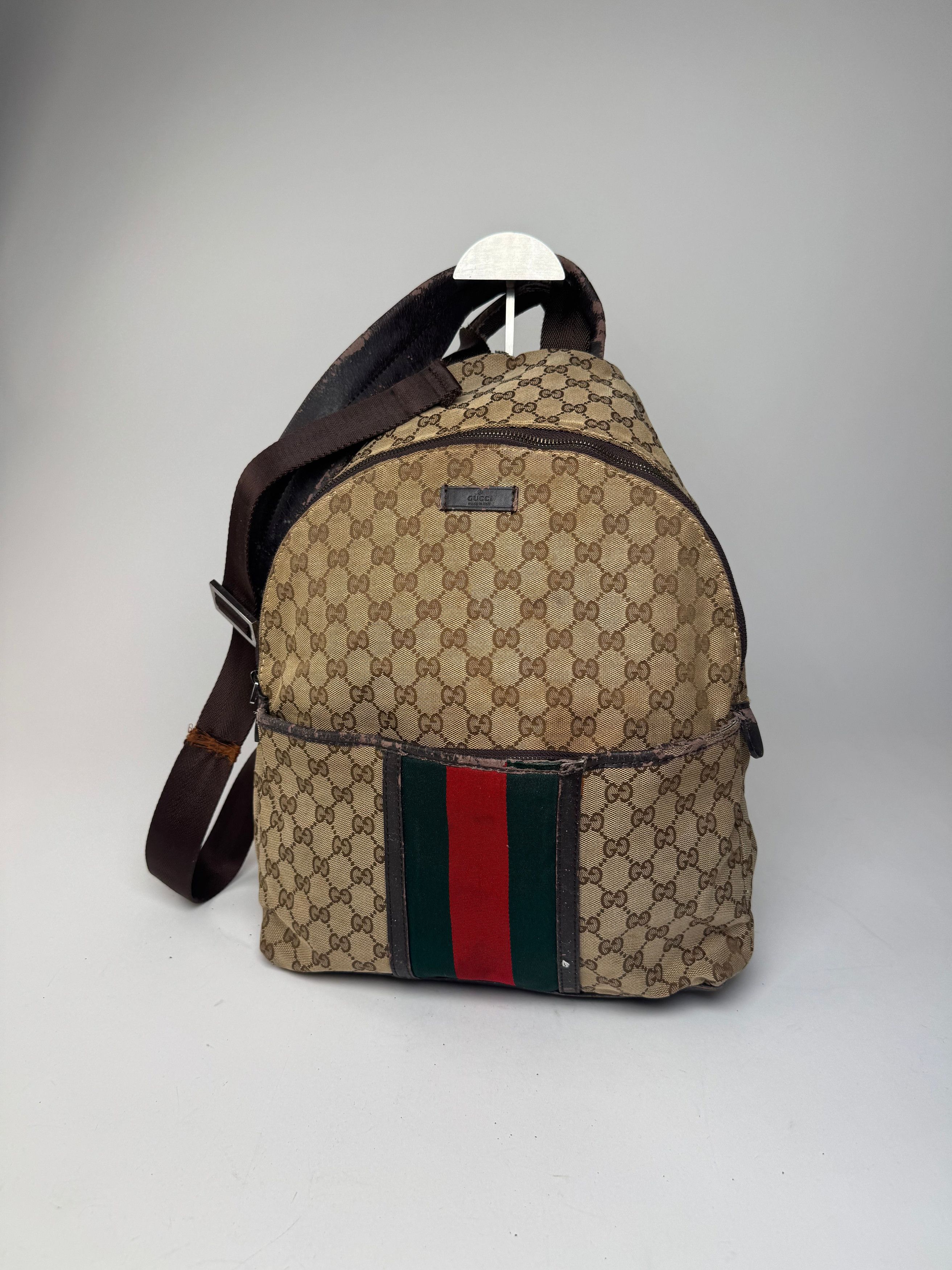 Gucci Vintage Monogram Backpack / Crossbody Bag Beige Brown Size ONE SIZE - 7 Thumbnail