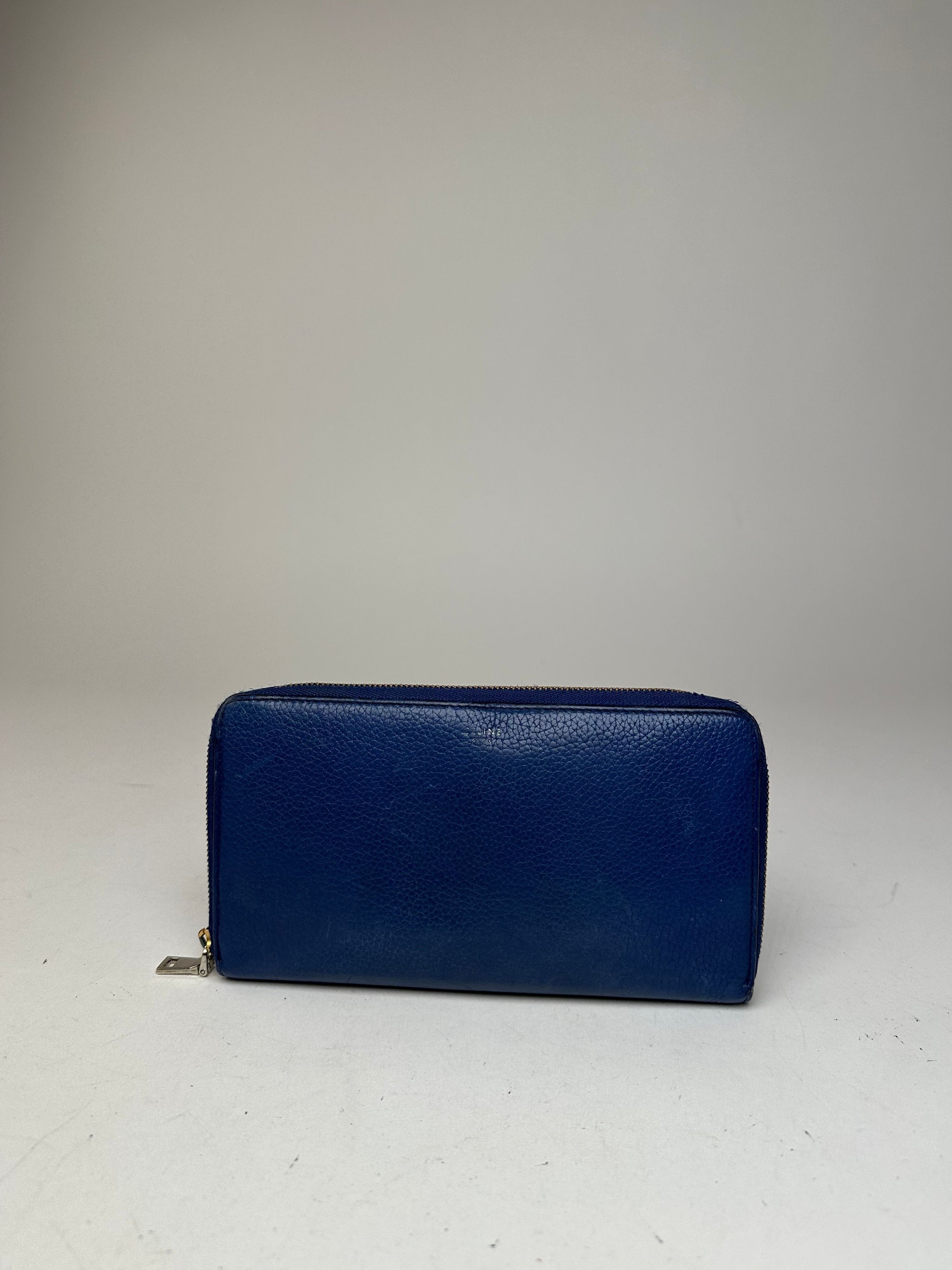 Celine Vintage Paris Zippy Leather Wallet Blue Size ONE SIZE - 11 Thumbnail