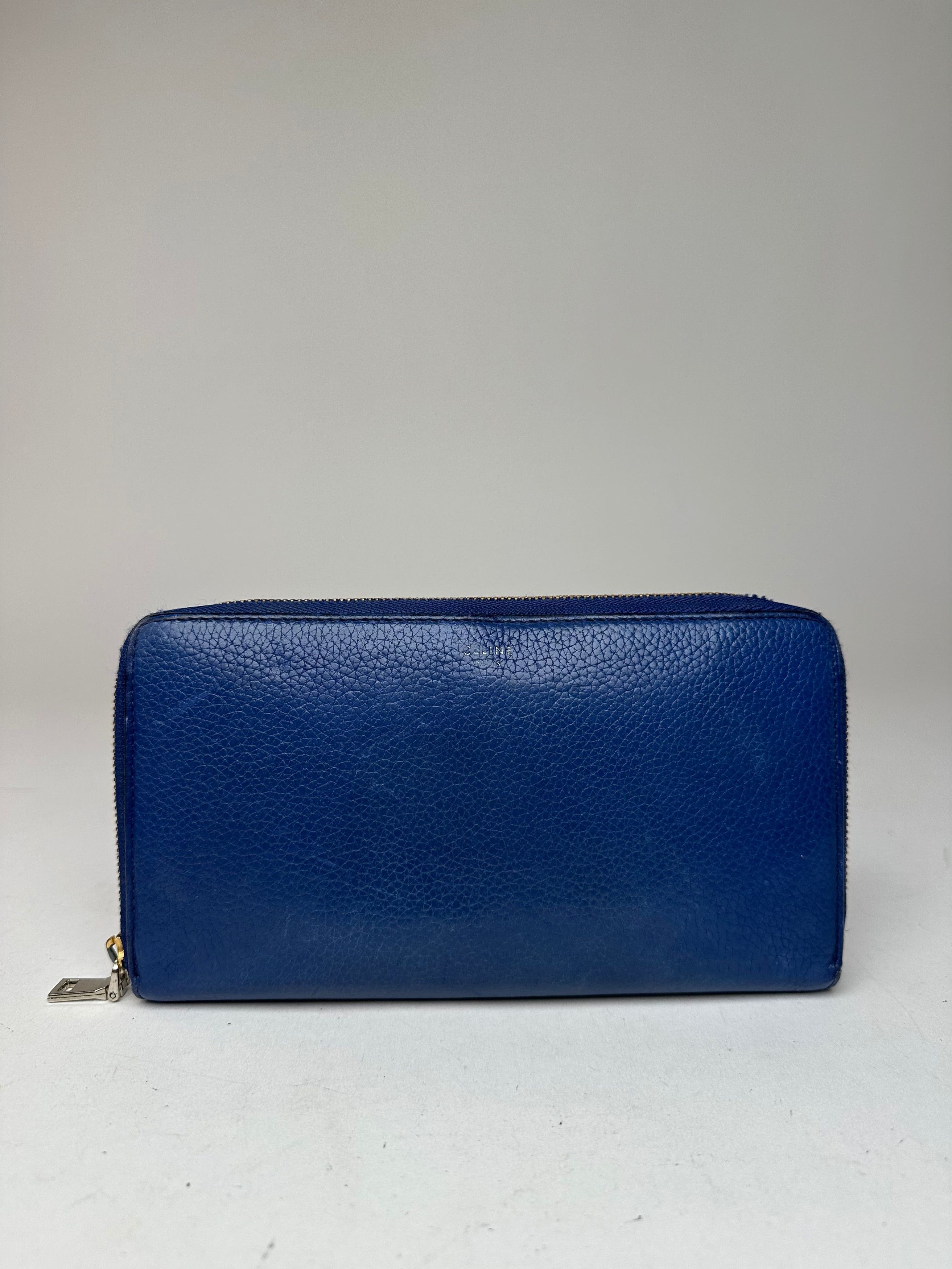 Celine Vintage Paris Zippy Leather Wallet Blue Size ONE SIZE - 5 Thumbnail