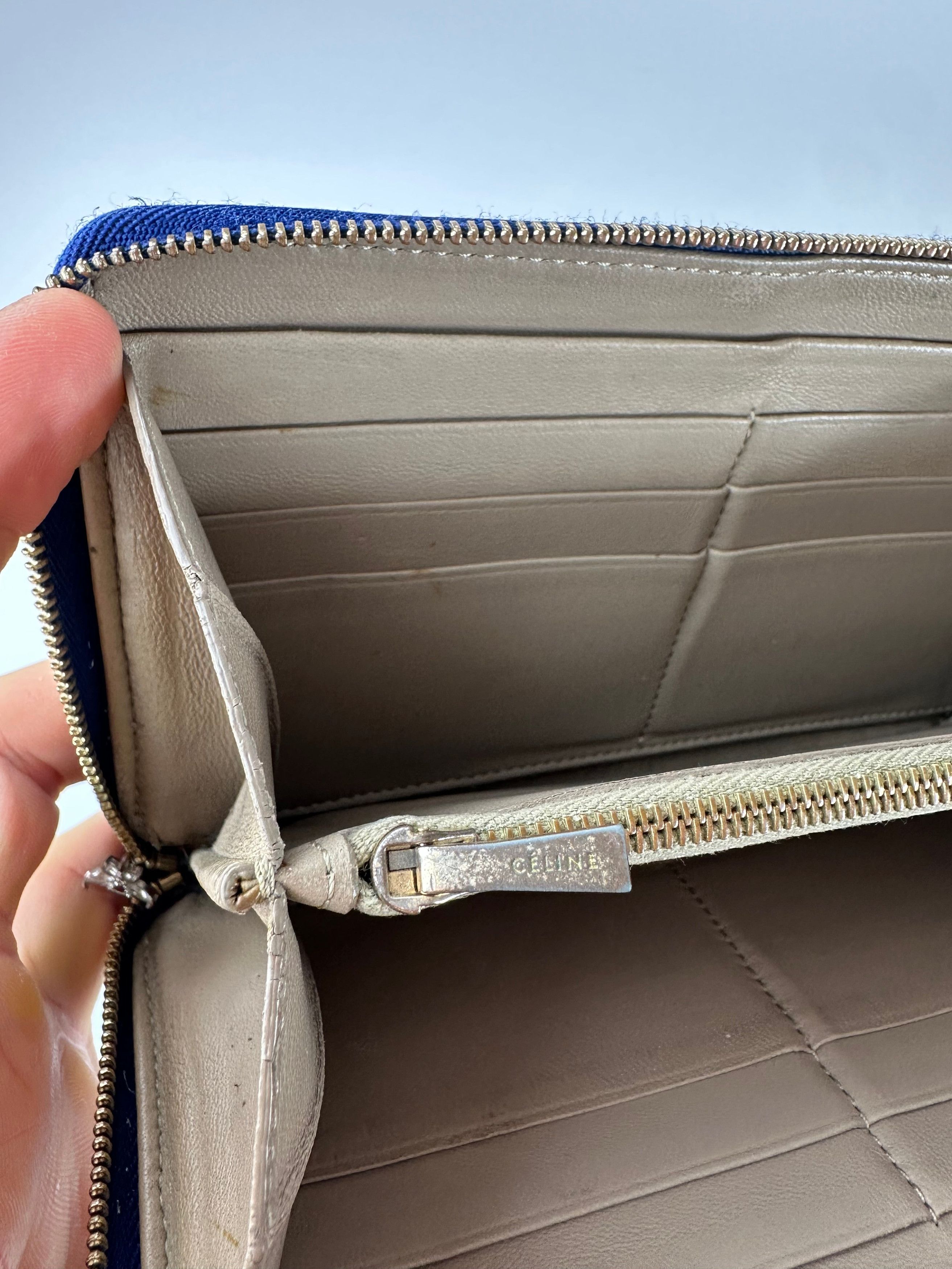 Celine Vintage Paris Zippy Leather Wallet Blue Size ONE SIZE - 8 Thumbnail