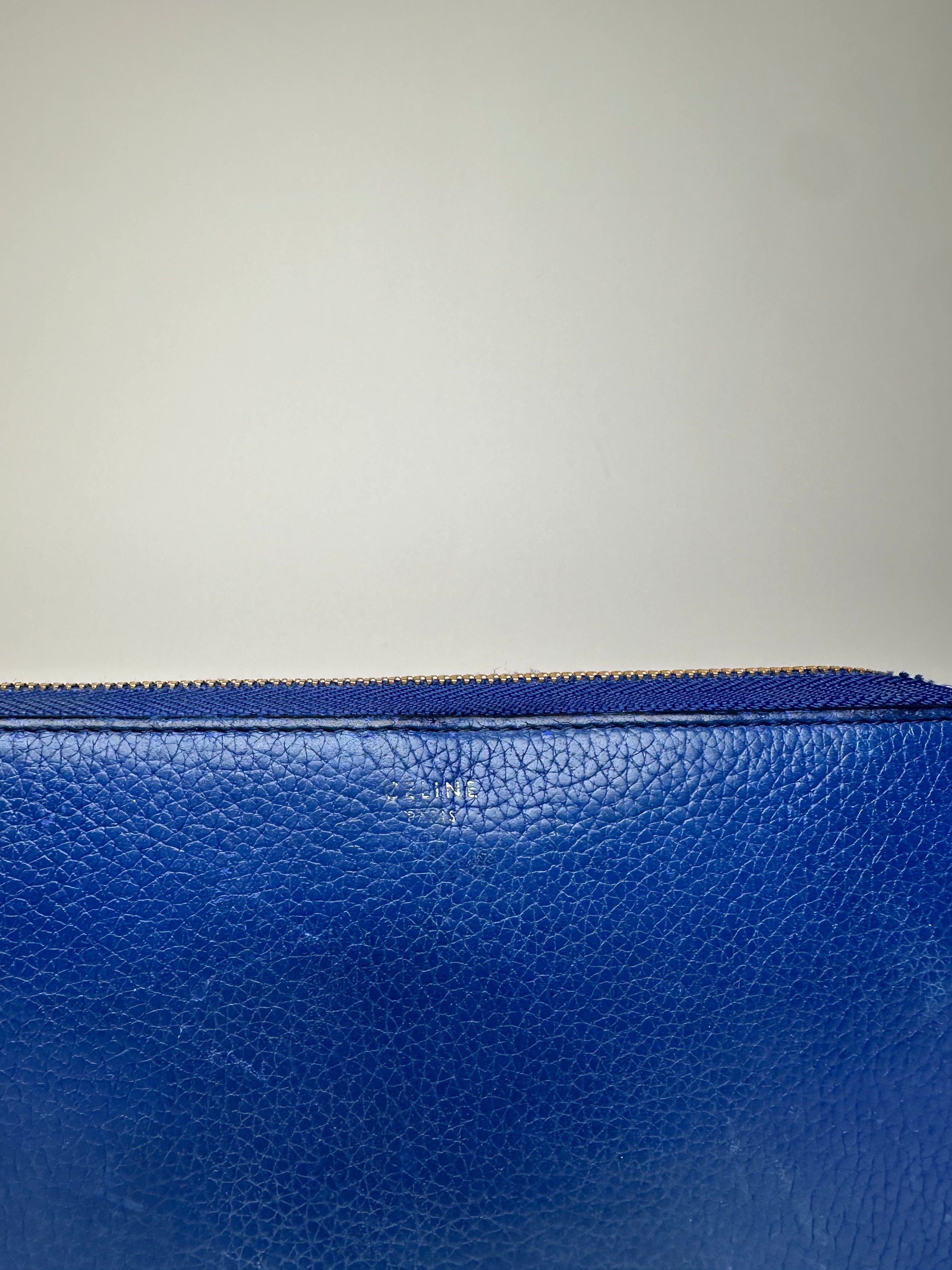 Celine Vintage Paris Zippy Leather Wallet Blue Size ONE SIZE - 3 Thumbnail