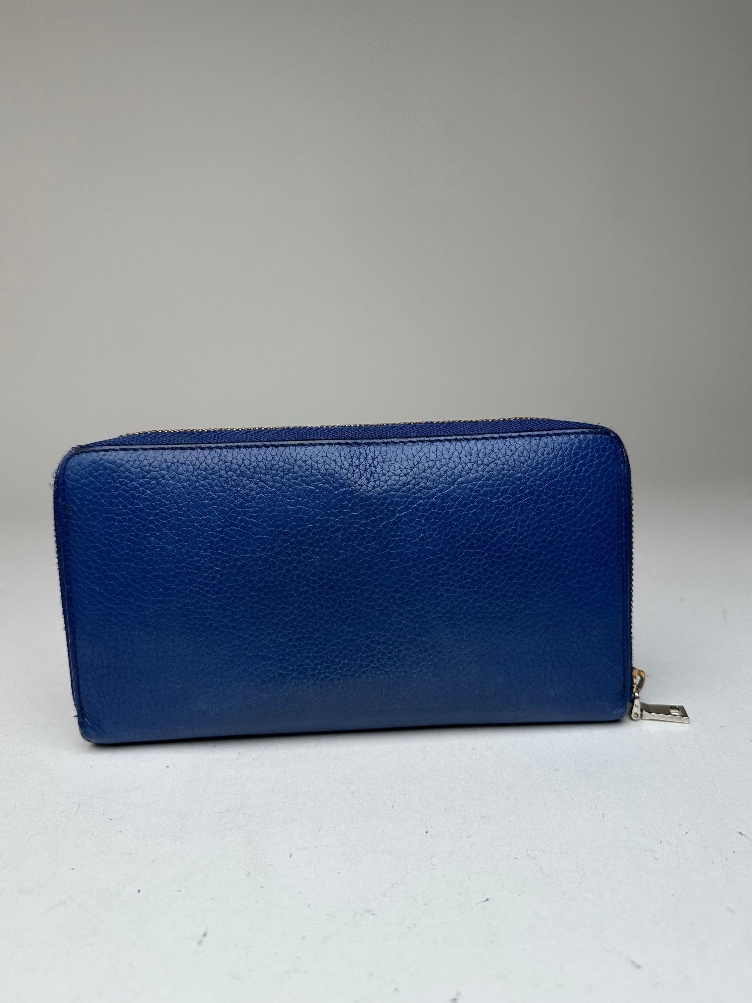 Celine Vintage Paris Zippy Leather Wallet Blue Size ONE SIZE - 2 Thumbnail