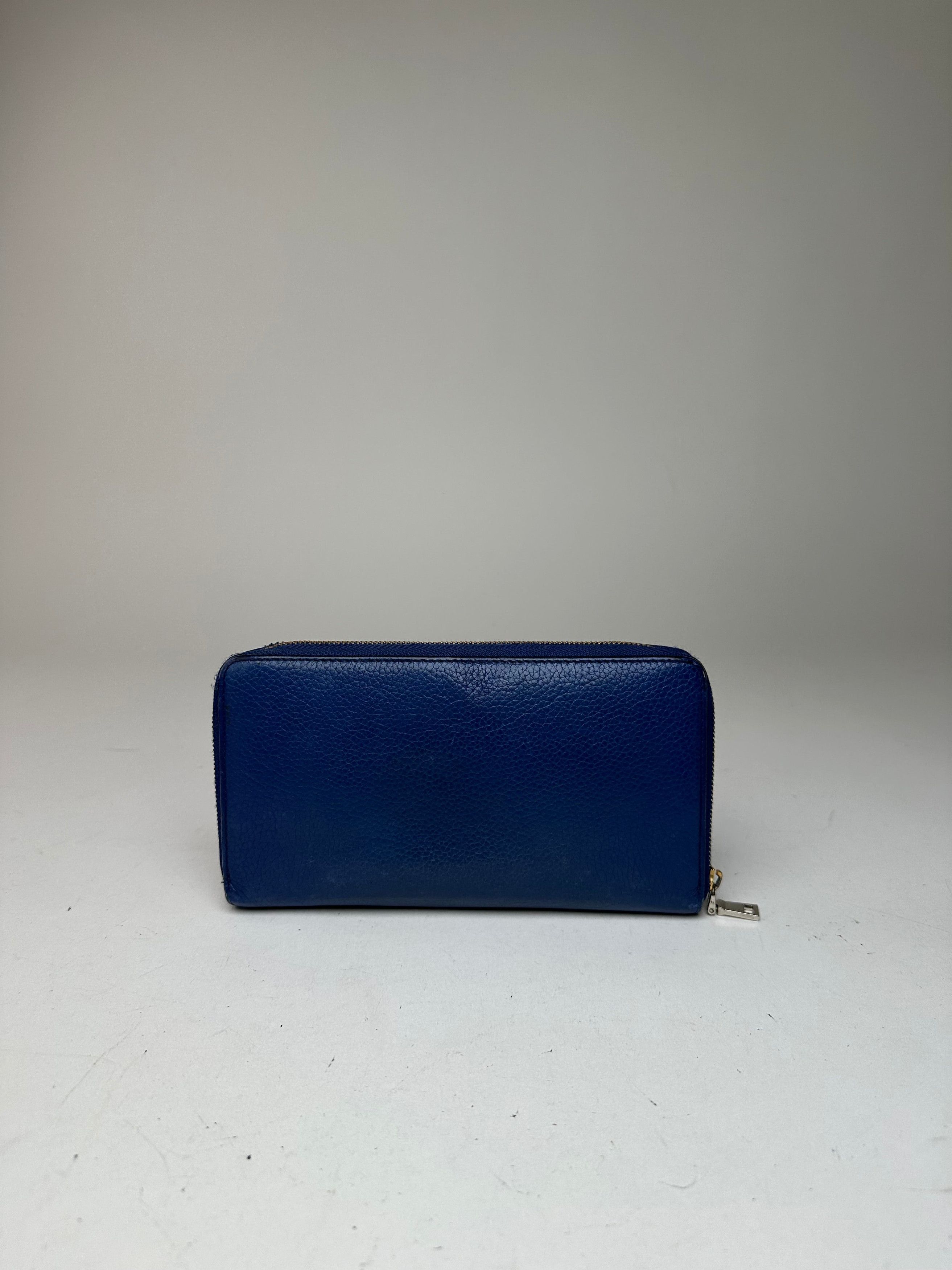 Celine Vintage Paris Zippy Leather Wallet Blue Size ONE SIZE - 12 Thumbnail