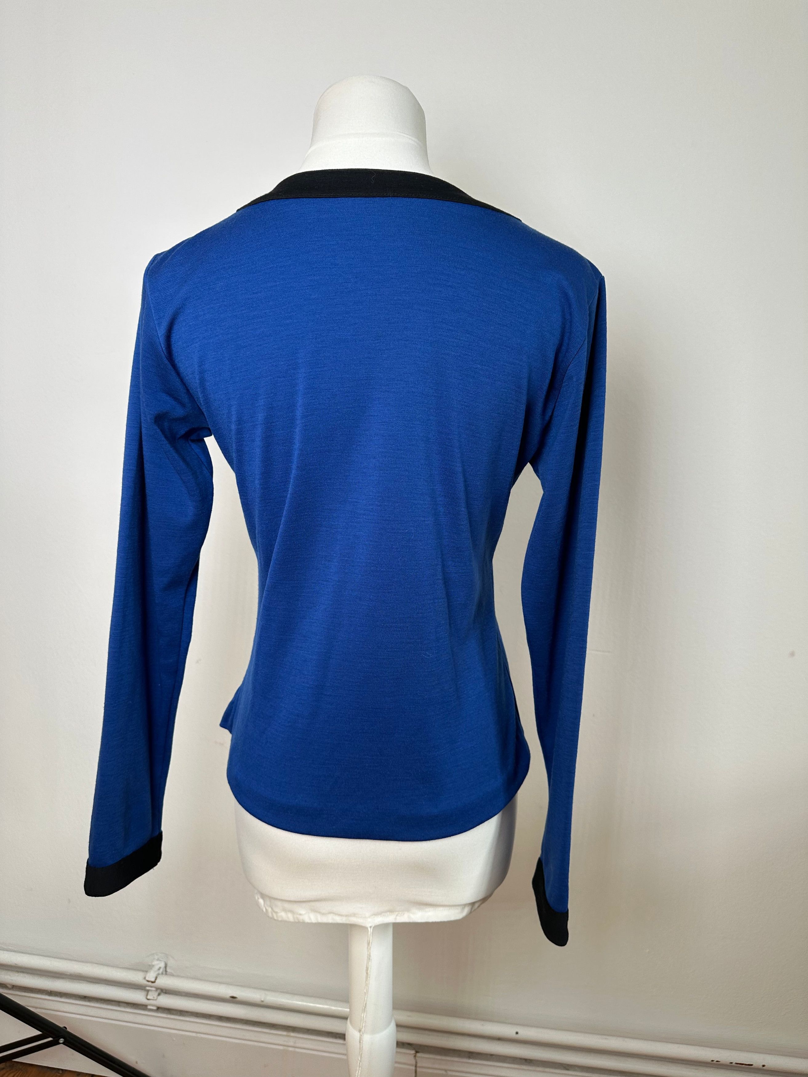 Other Vintage Yves Saint Laurent Vneck Sweater Blue Black Size S / US 4 / IT 40 - 13 Thumbnail