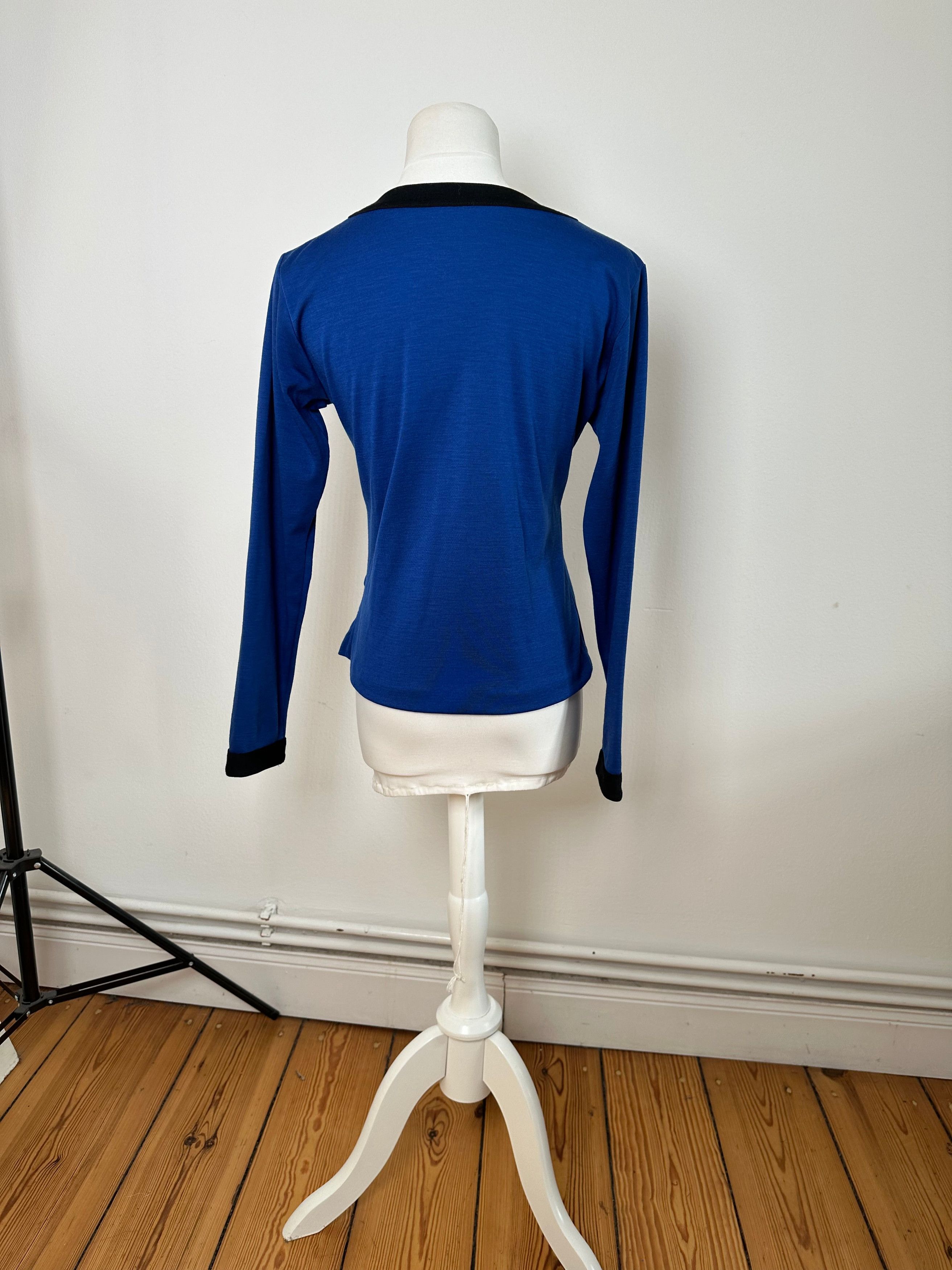 Other Vintage Yves Saint Laurent Vneck Sweater Blue Black Size S / US 4 / IT 40 - 3 Thumbnail