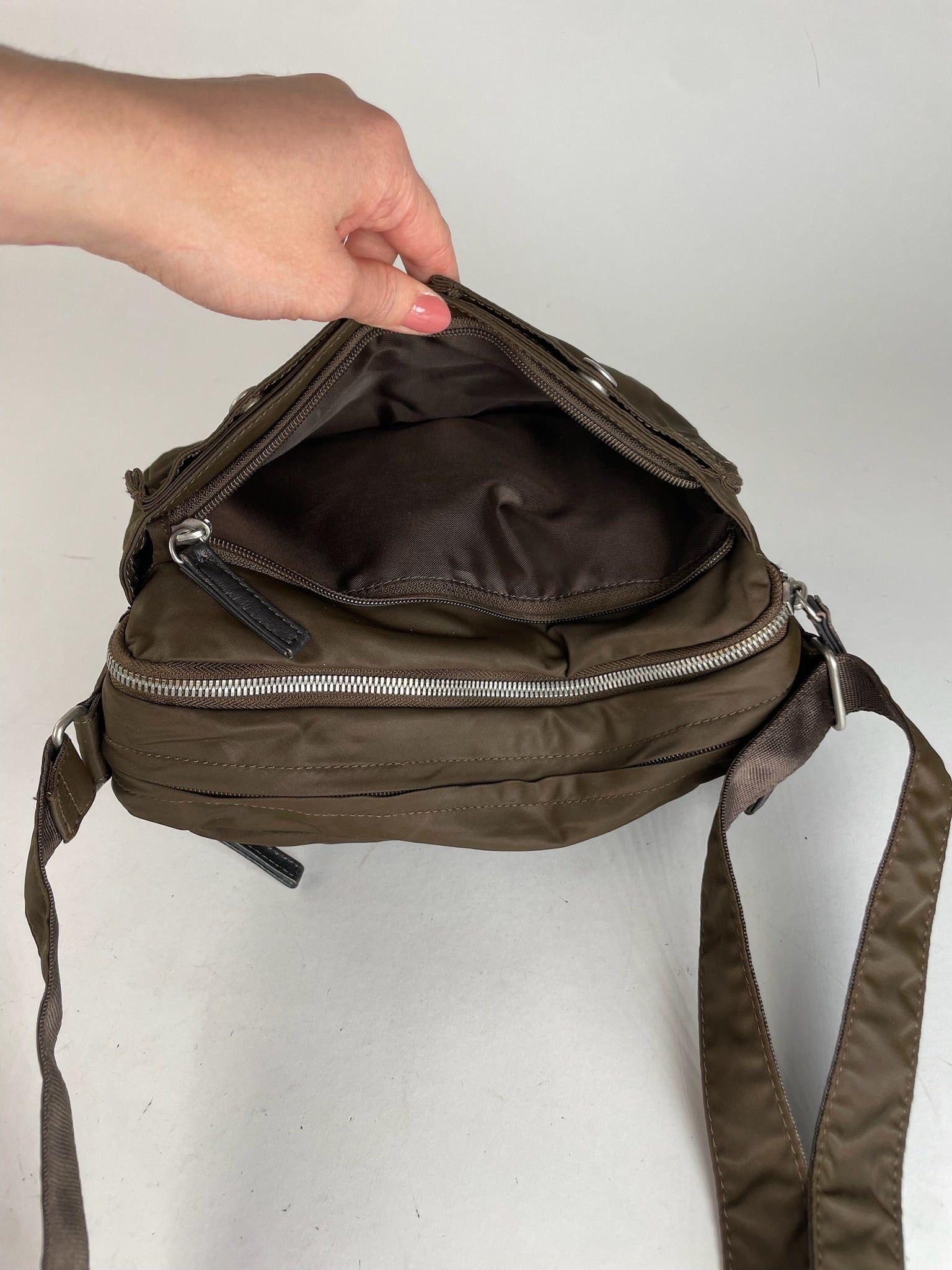 Yohji Yamamoto Vintage Y Saccs Polyester Leather Multiway Bag Khaki Brown Size ONE SIZE - 5 Thumbnail