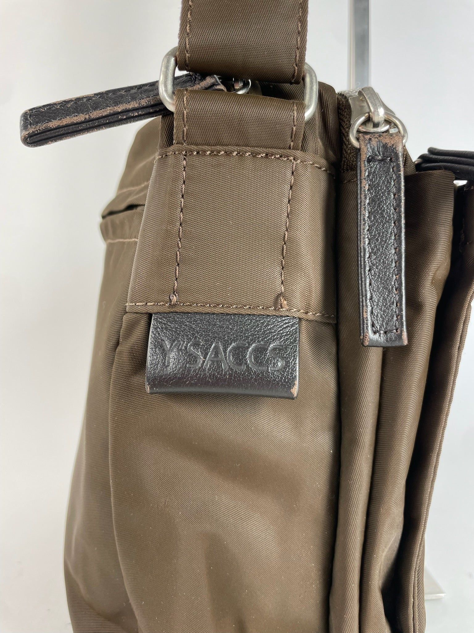 Yohji Yamamoto Vintage Y Saccs Polyester Leather Multiway Bag Khaki Brown Size ONE SIZE - 11 Thumbnail
