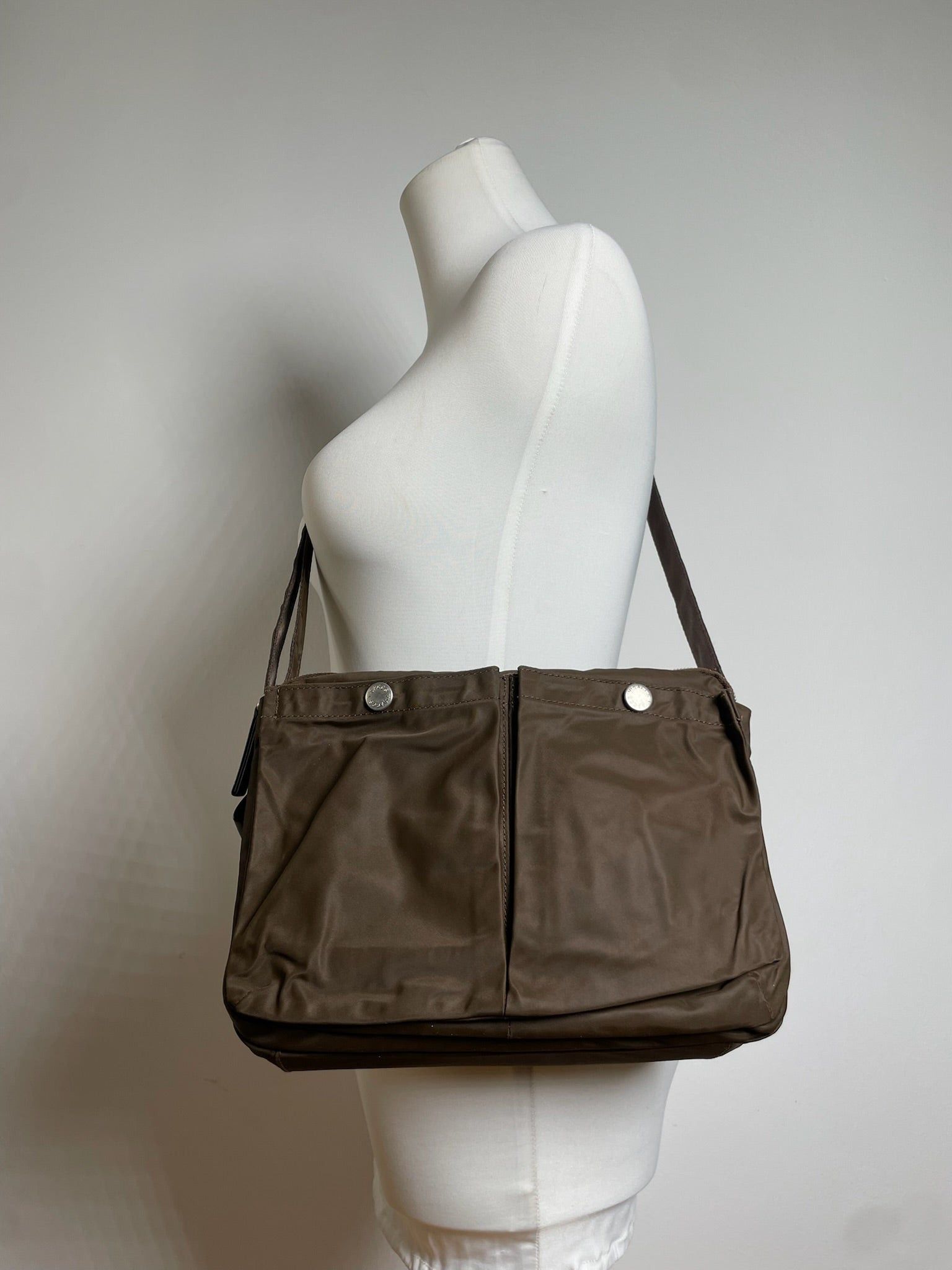 Yohji Yamamoto Vintage Y Saccs Polyester Leather Multiway Bag Khaki Brown Size ONE SIZE - 6 Thumbnail