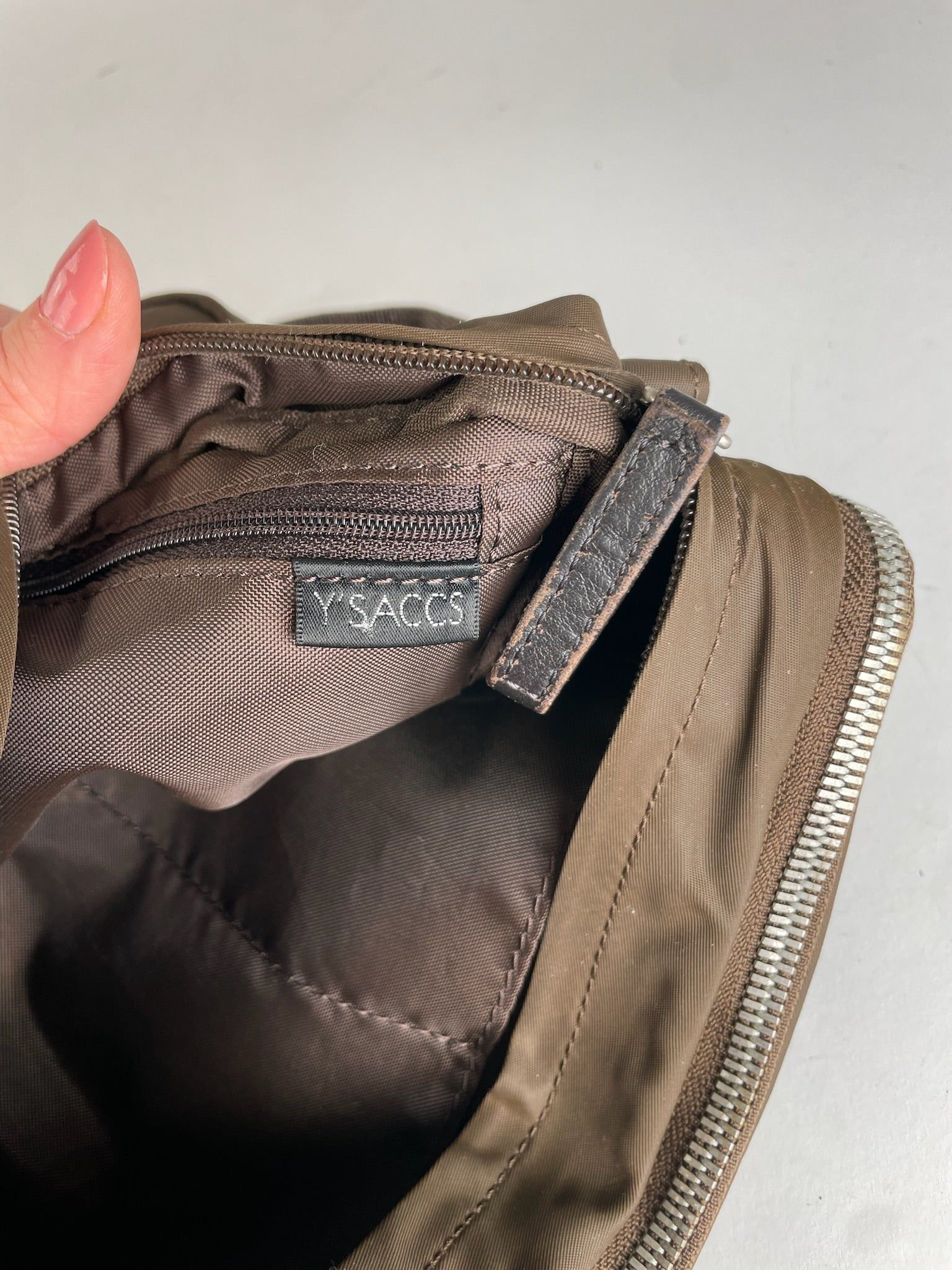 Yohji Yamamoto Vintage Y Saccs Polyester Leather Multiway Bag Khaki Brown Size ONE SIZE - 3 Thumbnail