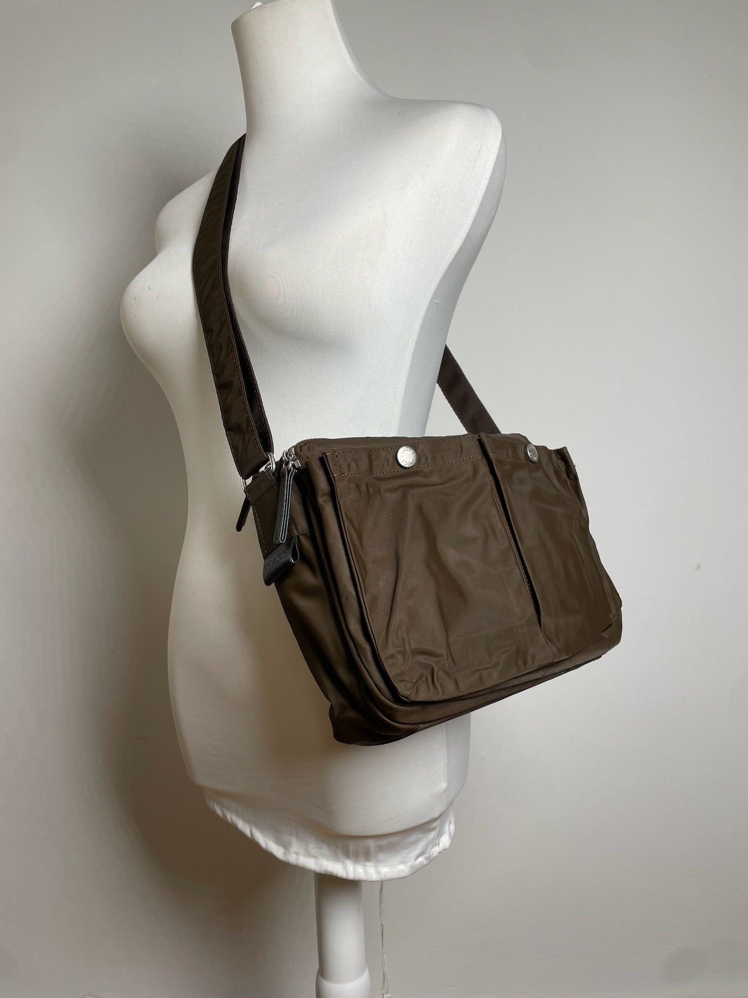 Yohji Yamamoto Vintage Y Saccs Polyester Leather Multiway Bag Khaki Brown Size ONE SIZE - 7 Thumbnail