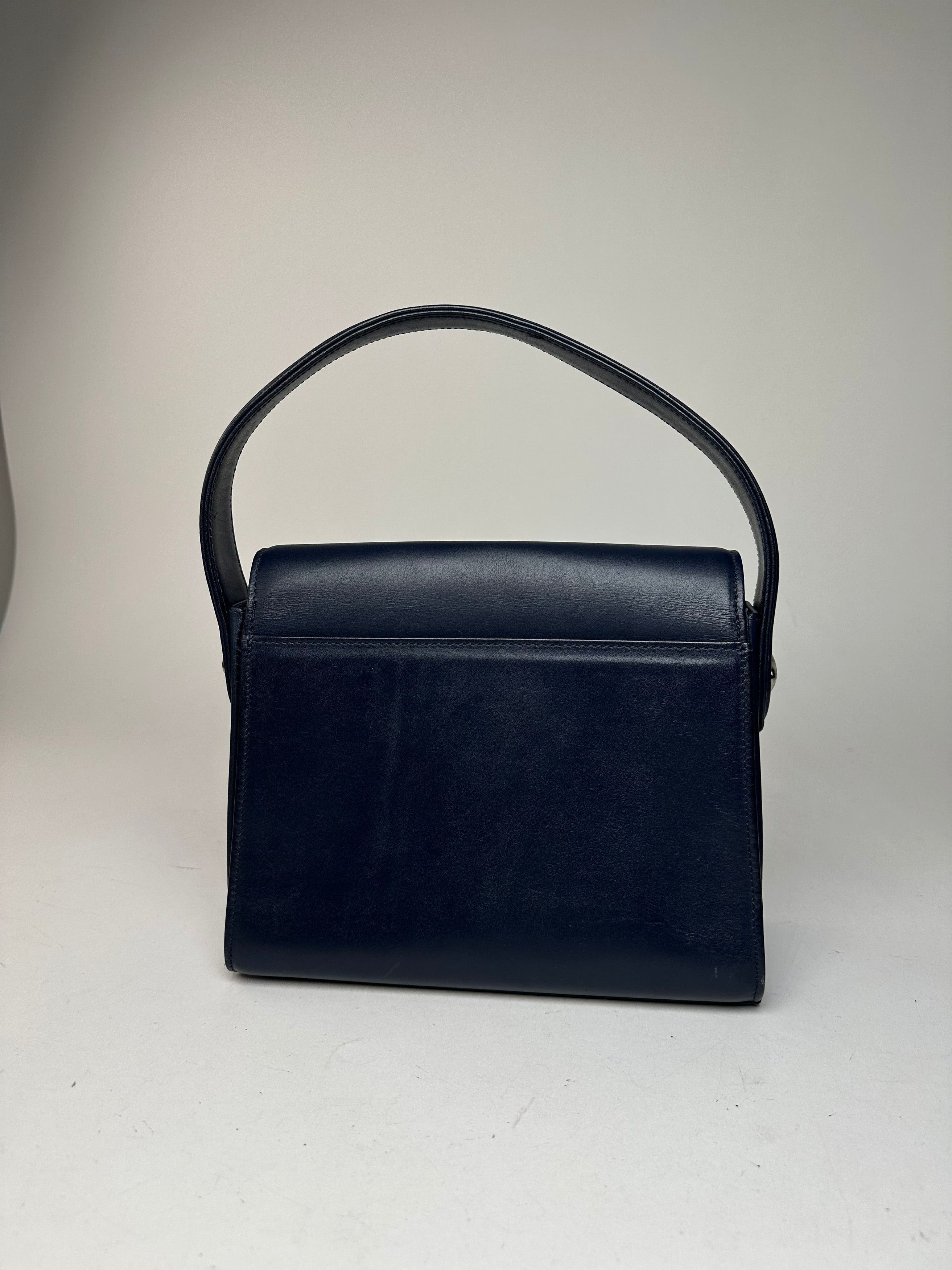 Courreges Vintage Paris Leather Handbag Navy Size ONE SIZE - 2 Thumbnail
