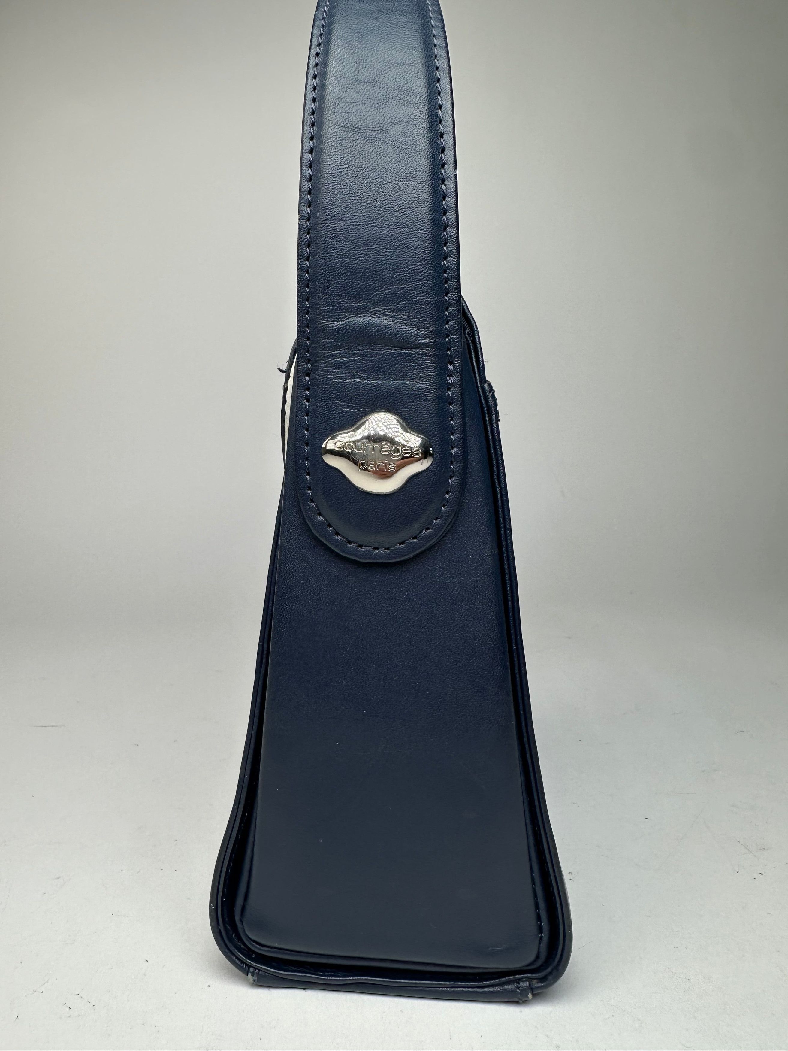 Courreges Vintage Paris Leather Handbag Navy Size ONE SIZE - 3 Thumbnail