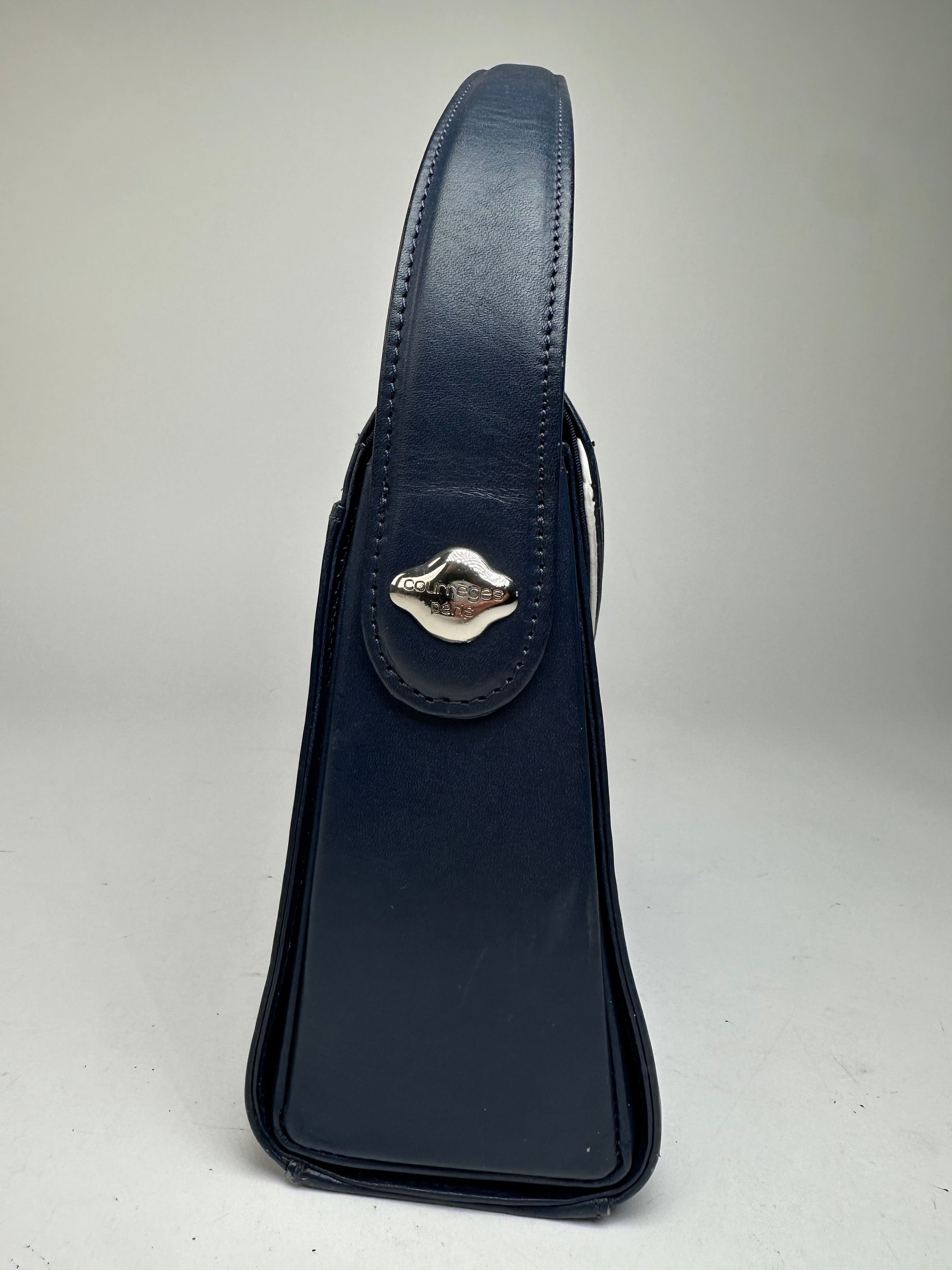 Courreges Vintage Paris Leather Handbag Navy Size ONE SIZE - 4 Thumbnail