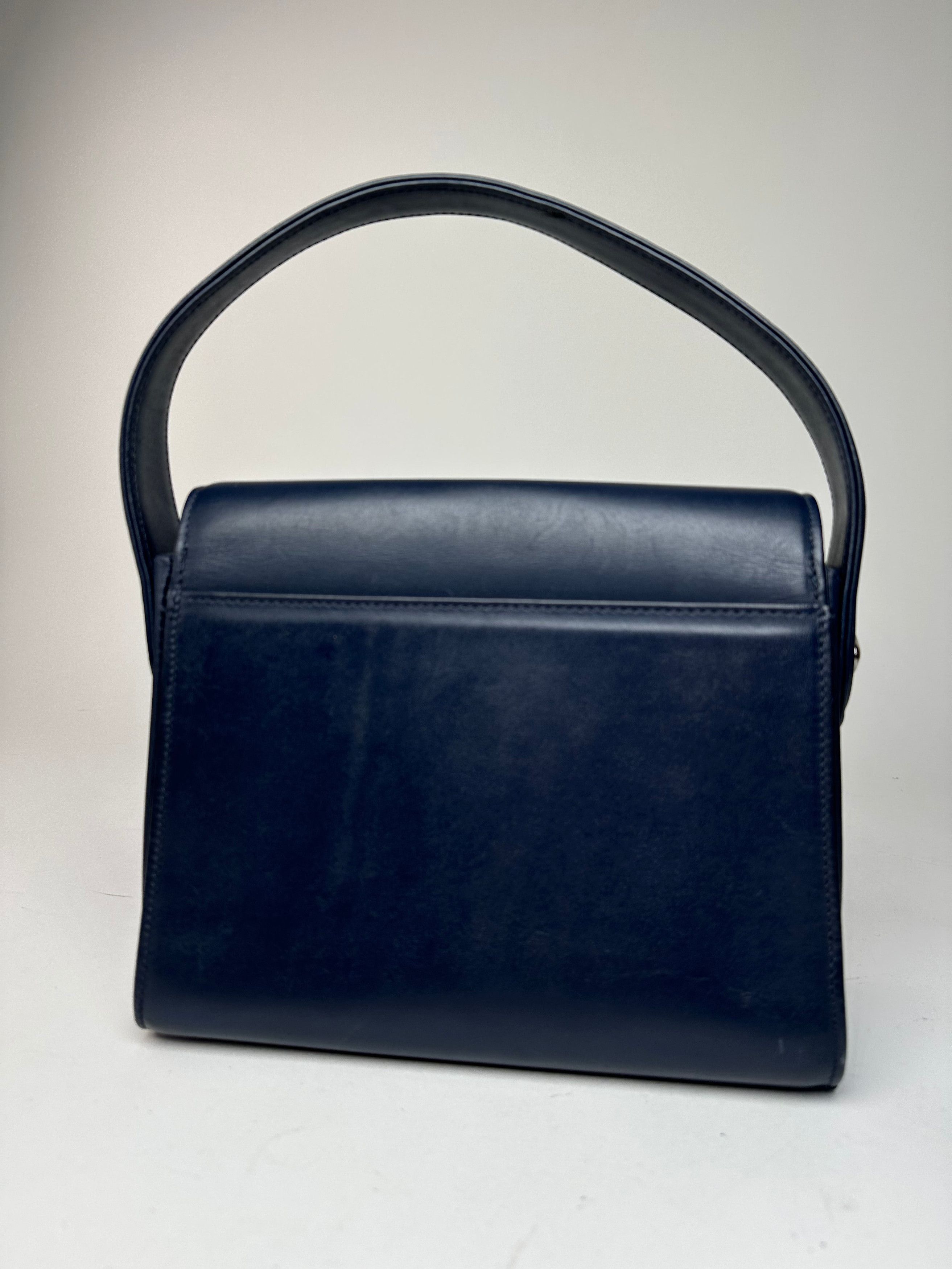 Courreges Vintage Paris Leather Handbag Navy Size ONE SIZE - 11 Thumbnail