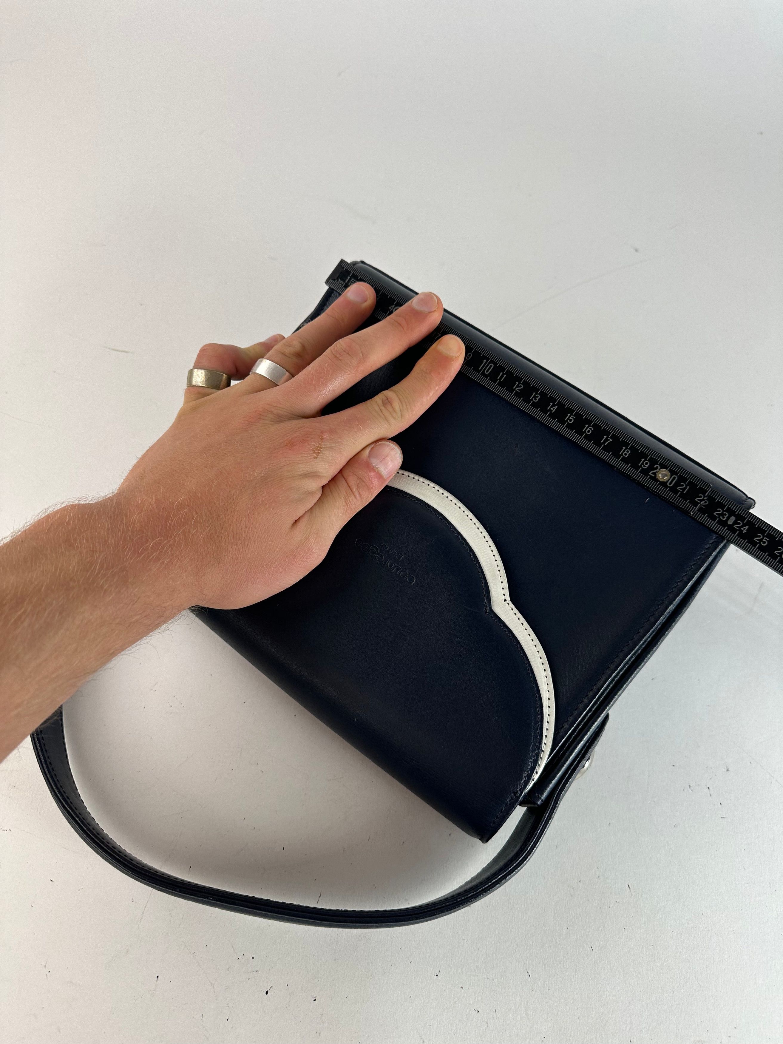 Courreges Vintage Paris Leather Handbag Navy Size ONE SIZE - 5 Thumbnail