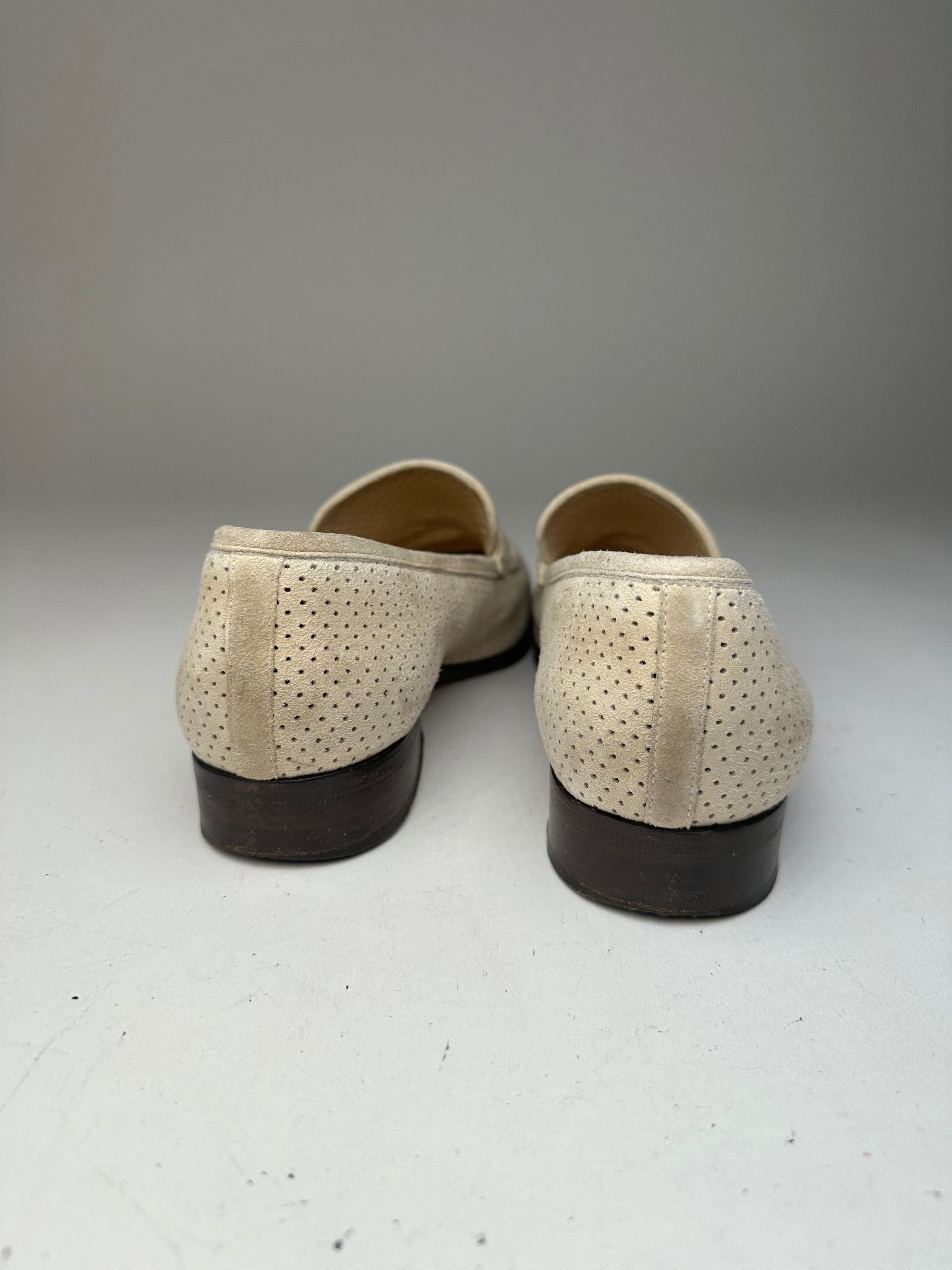 Gucci Vintage Suede summer Horsebit Loafer Grey White 37,5 Size US 6.5 / IT 36.5 - 5 Thumbnail