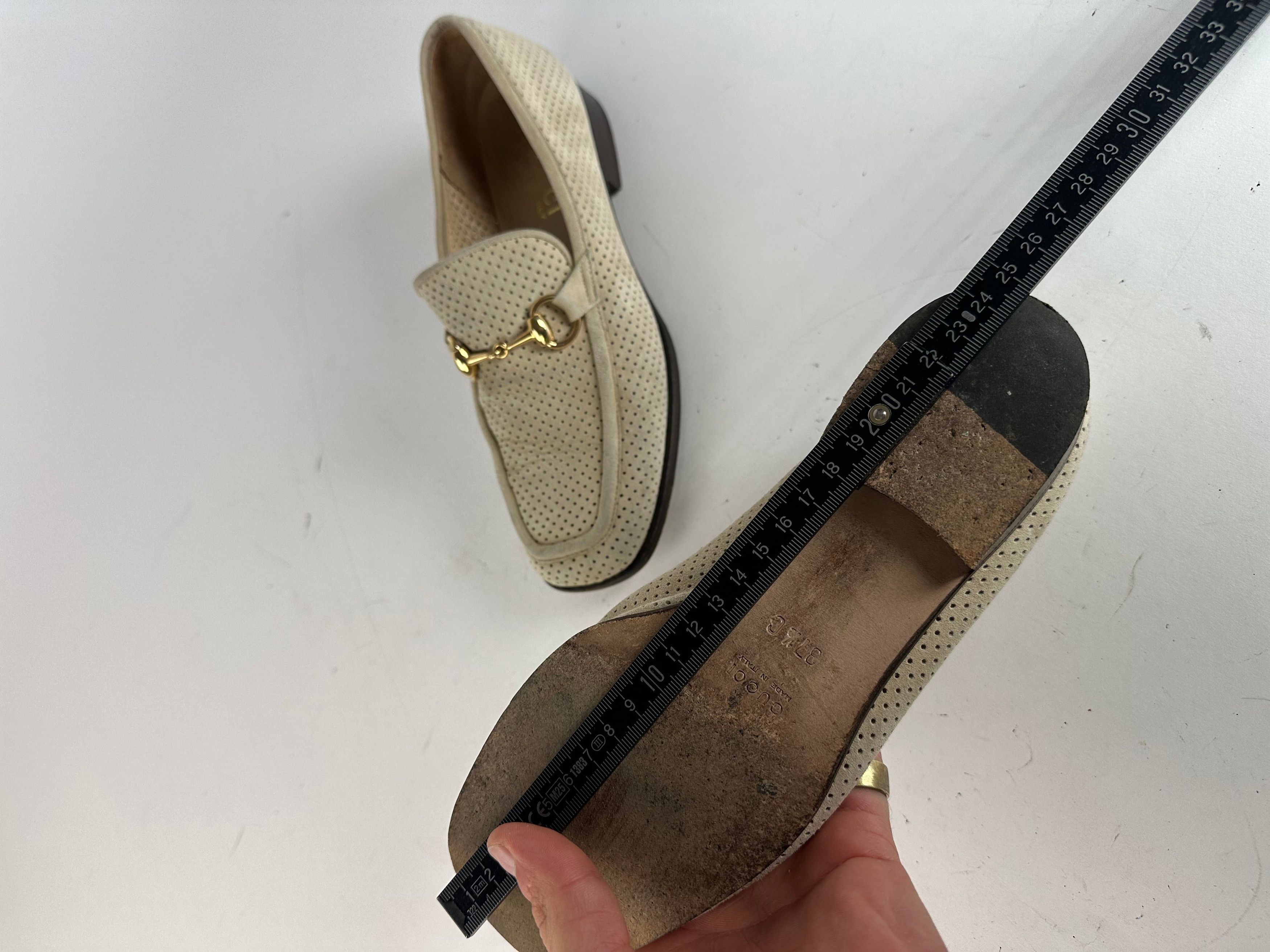 Gucci Vintage Suede summer Horsebit Loafer Grey White 37,5 Size US 6.5 / IT 36.5 - 11 Thumbnail