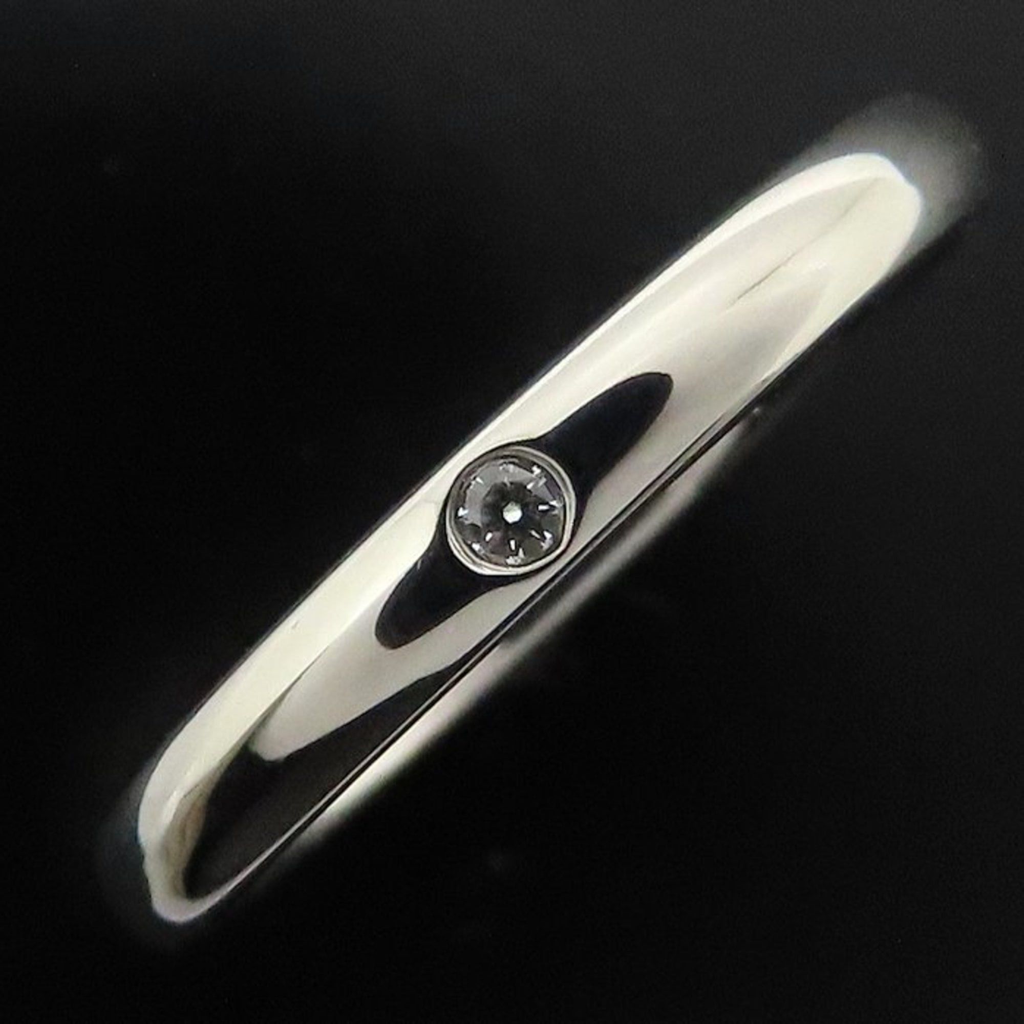 Tiffany & Co. TIFFANY & Co. Tiffany Stacking Band Ring with One Diamond, Pt950, Women's, 295140 Size ONE SIZE - 10 Thumbnail