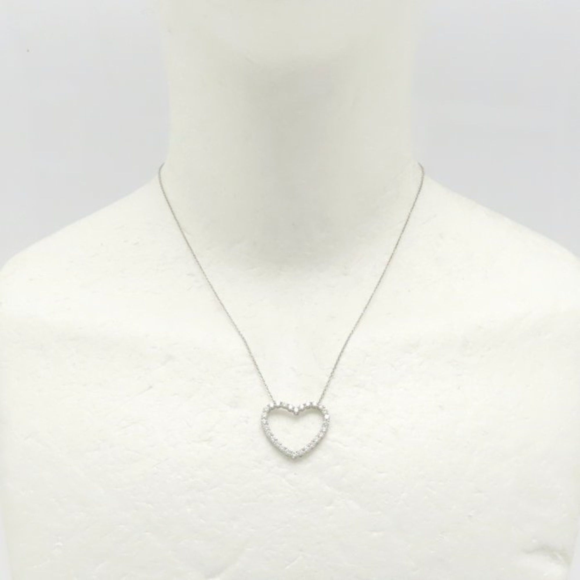 Tiffany & Co. TIFFANY & Co. Tiffany Open Heart Necklace with Diamonds, Pt950, Women's, 295164 Size ONE SIZE - 3 Thumbnail