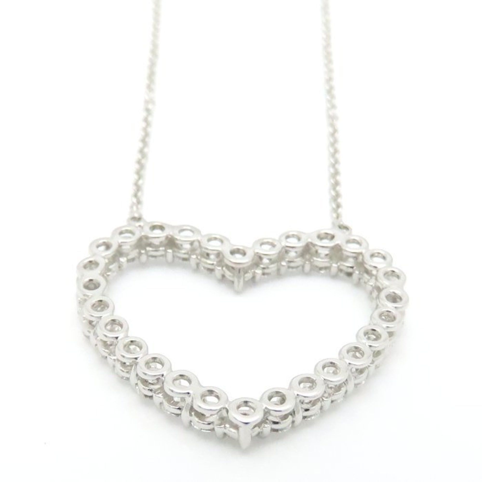Tiffany & Co. TIFFANY & Co. Tiffany Open Heart Necklace with Diamonds, Pt950, Women's, 295164 Size ONE SIZE - 5 Thumbnail