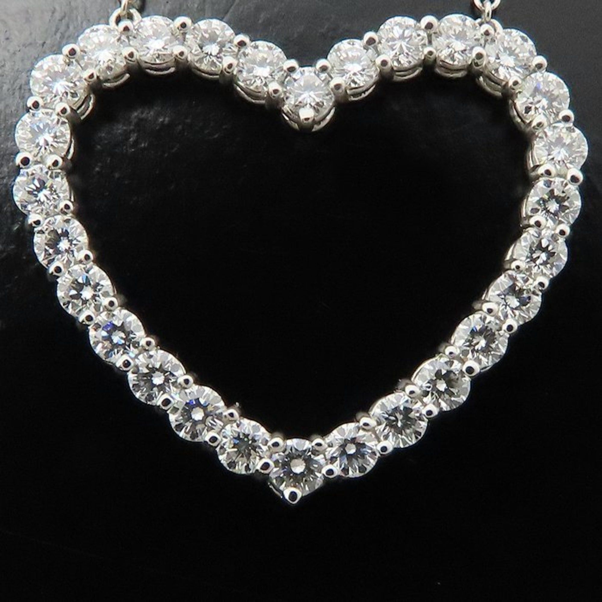 Tiffany & Co. TIFFANY & Co. Tiffany Open Heart Necklace with Diamonds, Pt950, Women's, 295164 Size ONE SIZE - 6 Thumbnail