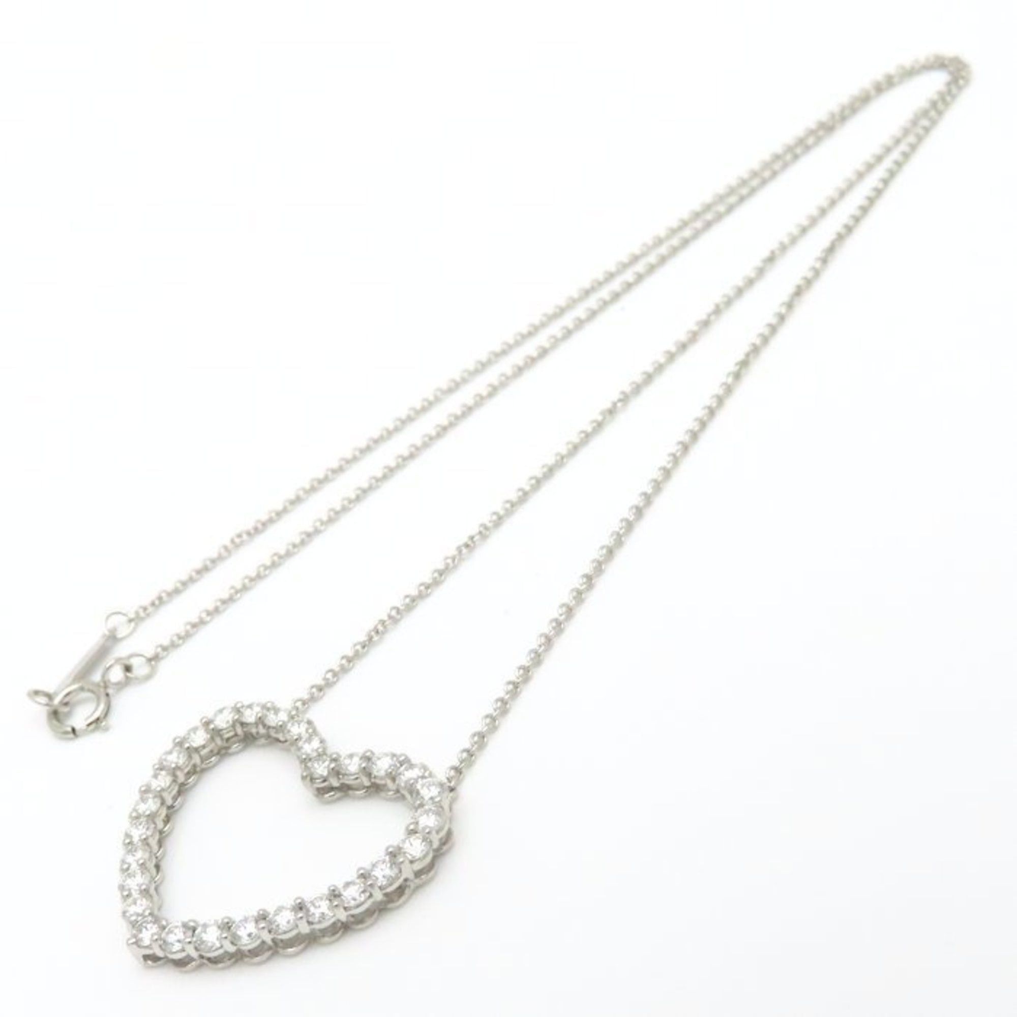 Tiffany & Co. TIFFANY & Co. Tiffany Open Heart Necklace with Diamonds, Pt950, Women's, 295164 Size ONE SIZE - 4 Thumbnail