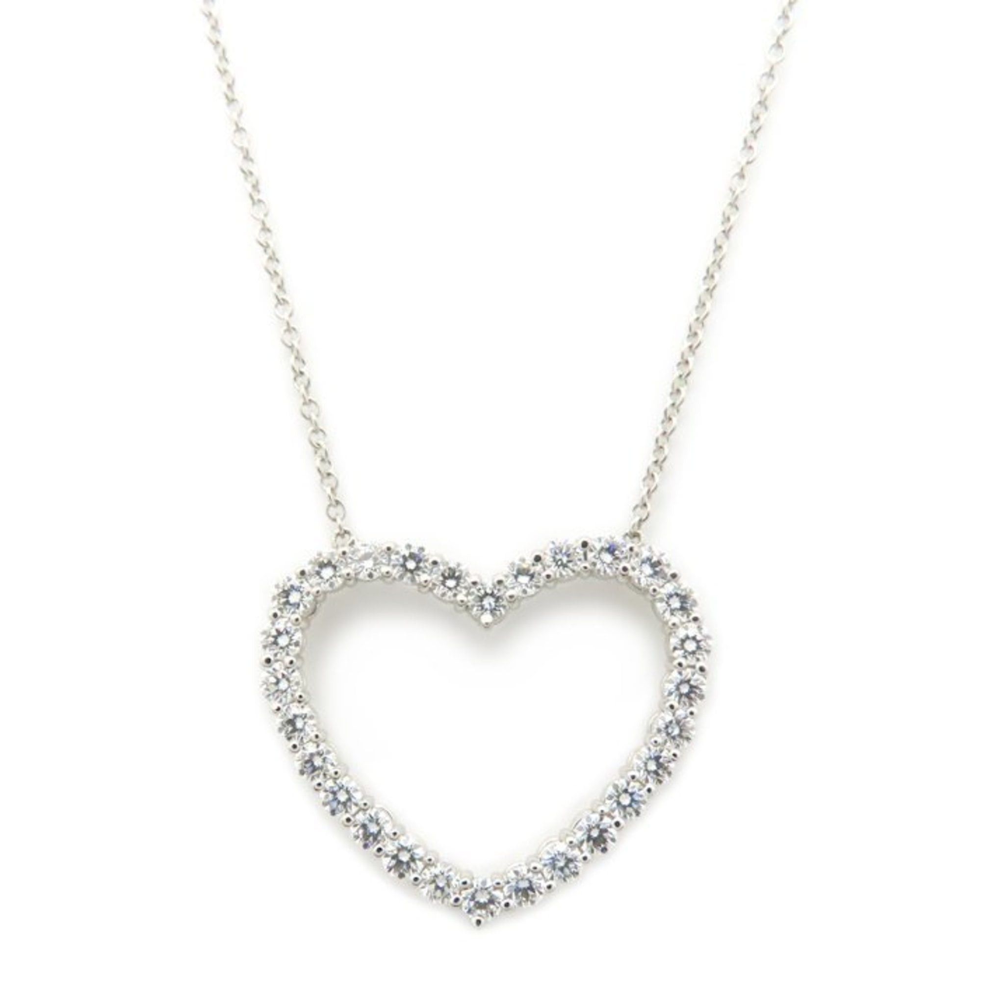 Tiffany & Co. TIFFANY & Co. Tiffany Open Heart Necklace with Diamonds, Pt950, Women's, 295164 Size ONE SIZE - 2 Thumbnail