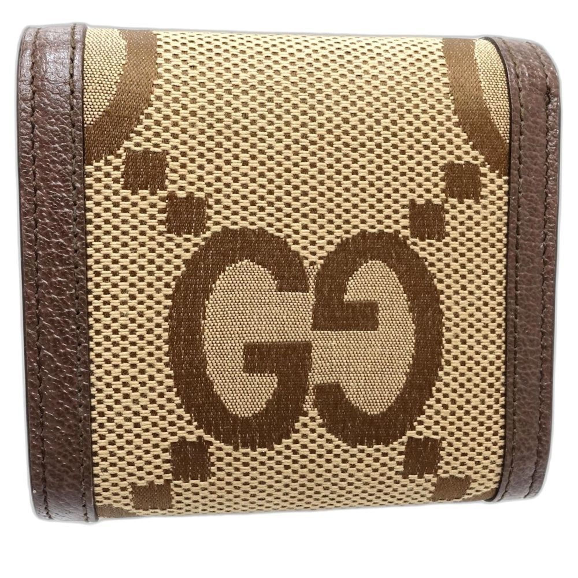 Gucci GUCCI Diana Compact Wallet in Bamboo Jumbo GG Canvas, Beige, Women's, 658635, Bifold Wallet, 181931 Size ONE SIZE - 4 Thumbnail