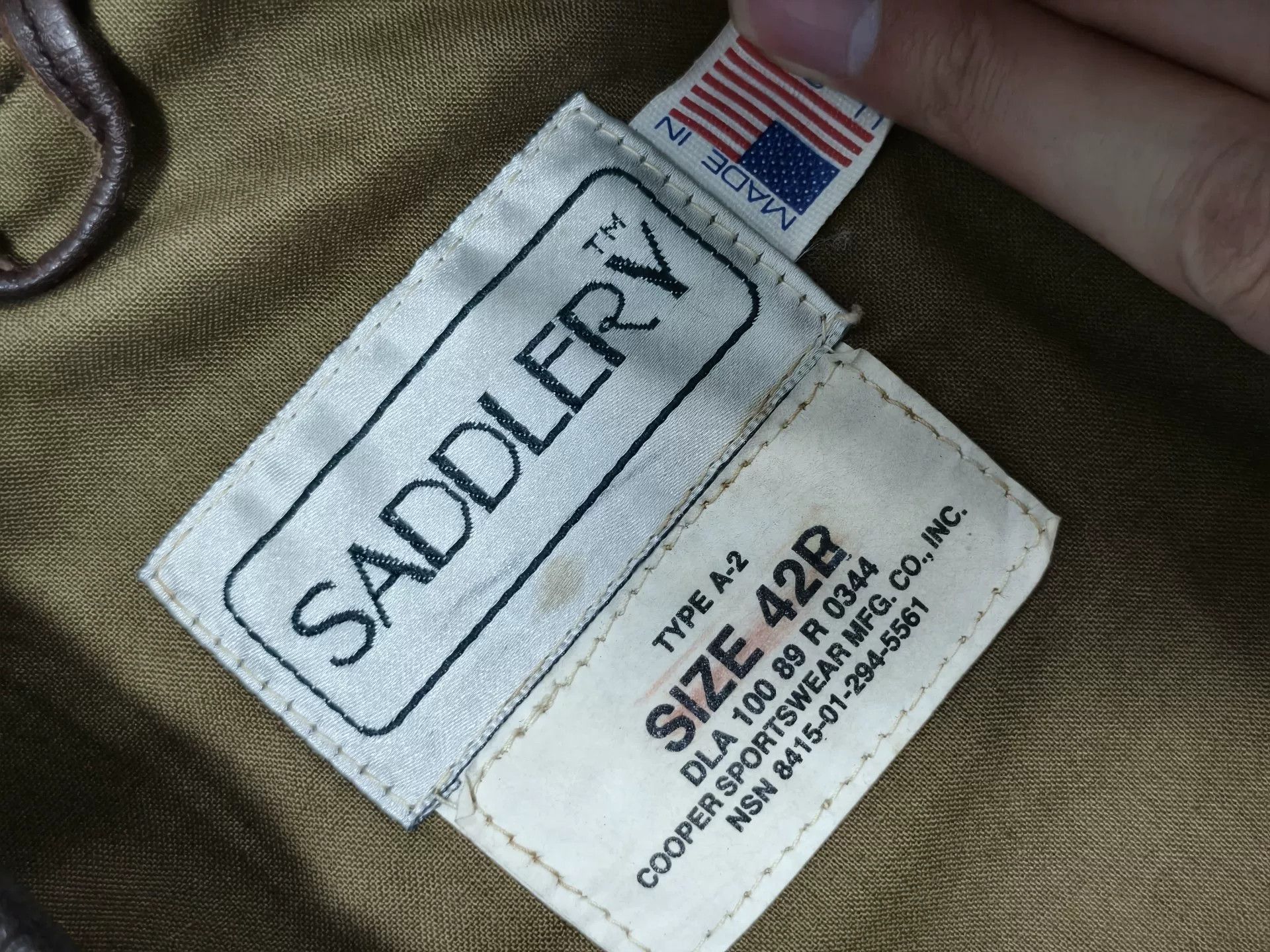 Cooper 1988 US Military A-2 Goatskin Jacket Size US XS / EU 42 / 0 - 3 Thumbnail