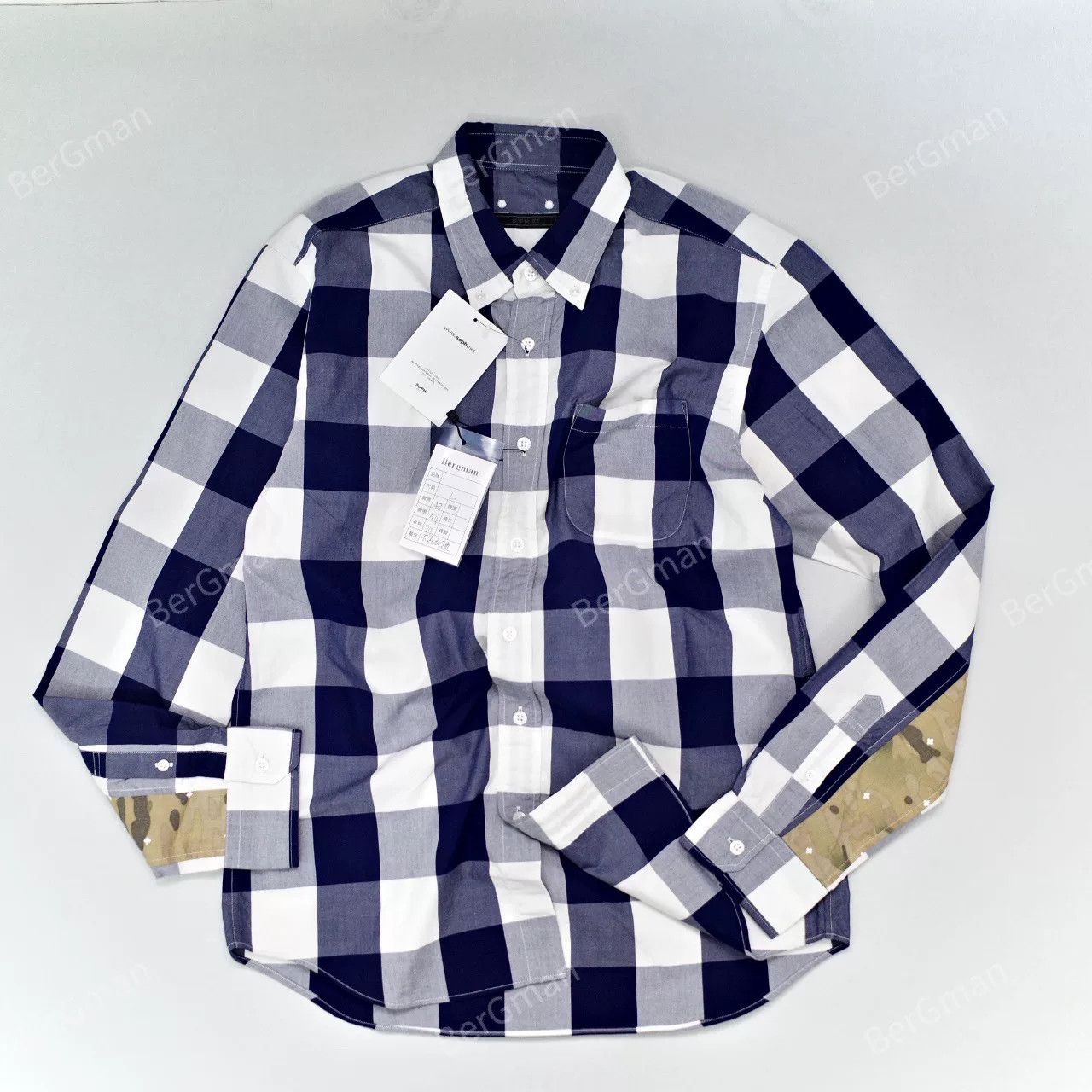 Sophnet. Sophnet Blue Check Camo Patchwork Shirt Size US L / EU 52-54 / 3 - 6 Thumbnail