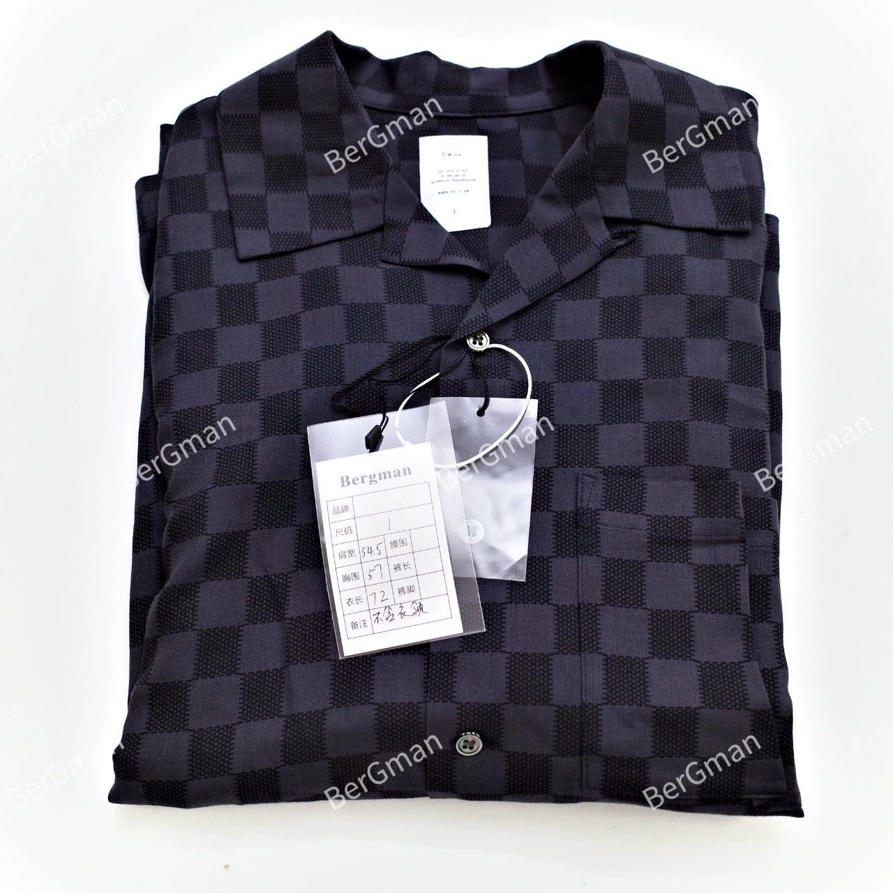 STUDIOUS Studious Wool Checkerboard Loose Short-Sleeve Shirt Size US M / EU 48-50 / 2 - 5 Thumbnail
