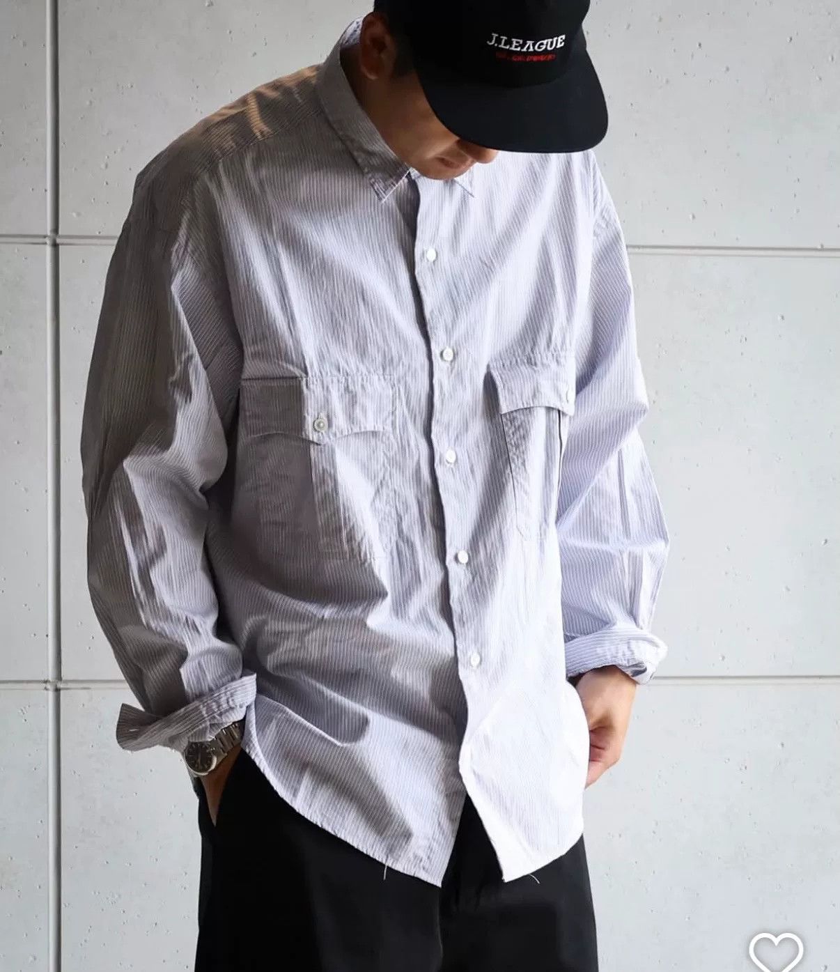 Porter Classic Porter Classic Gray Striped Rollup Shirt Size US S / EU 44-46 / 1 - 3 Thumbnail