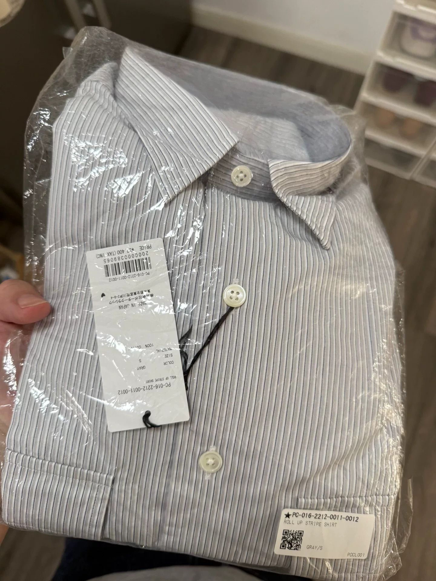 Porter Classic Porter Classic Gray Striped Rollup Shirt Size US S / EU 44-46 / 1 - 5 Thumbnail