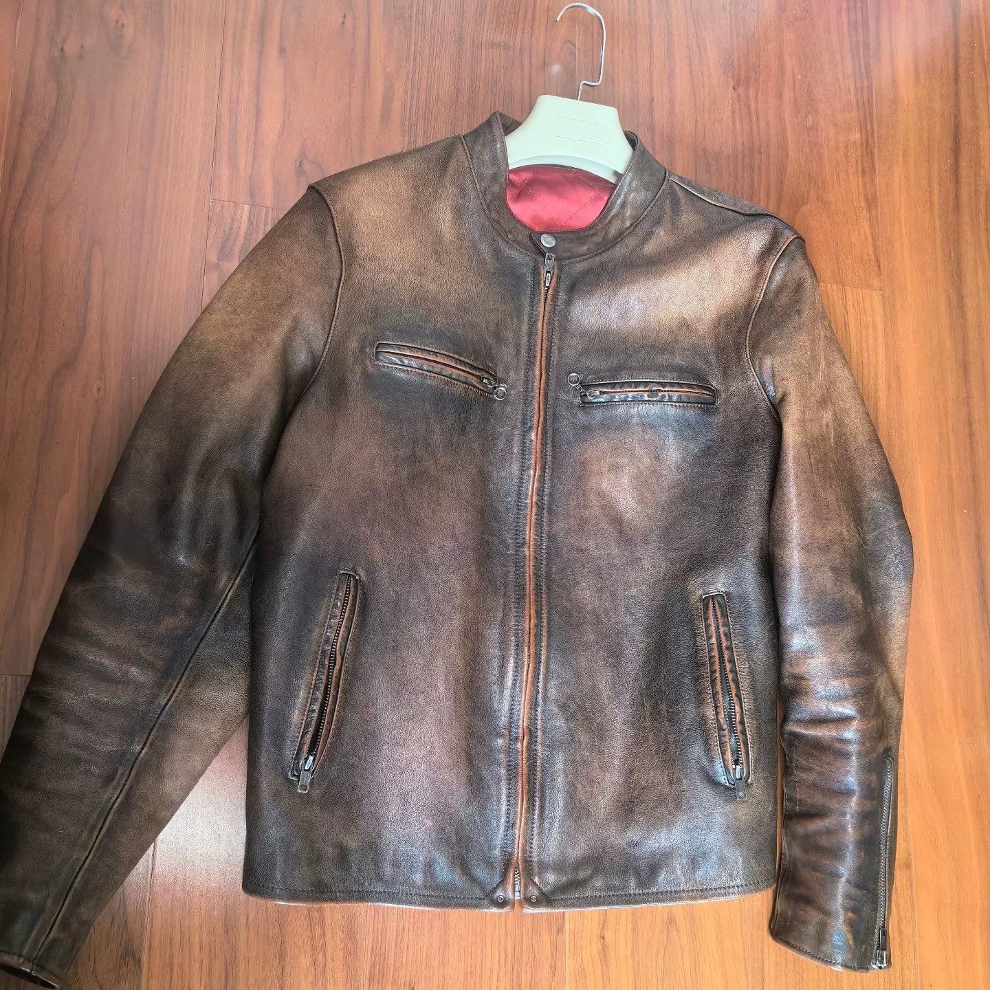 RE/DONE Men's Distressed Brown Leather Jacket Size US XL / EU 56 / 4 - 3 Thumbnail