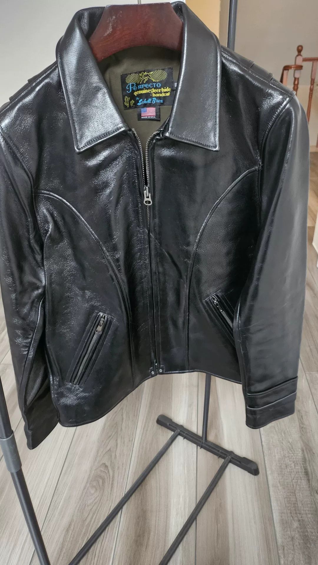 Schott Schott Accordion Style Leather Jacket Size US XXS / EU 40 - 2 Thumbnail