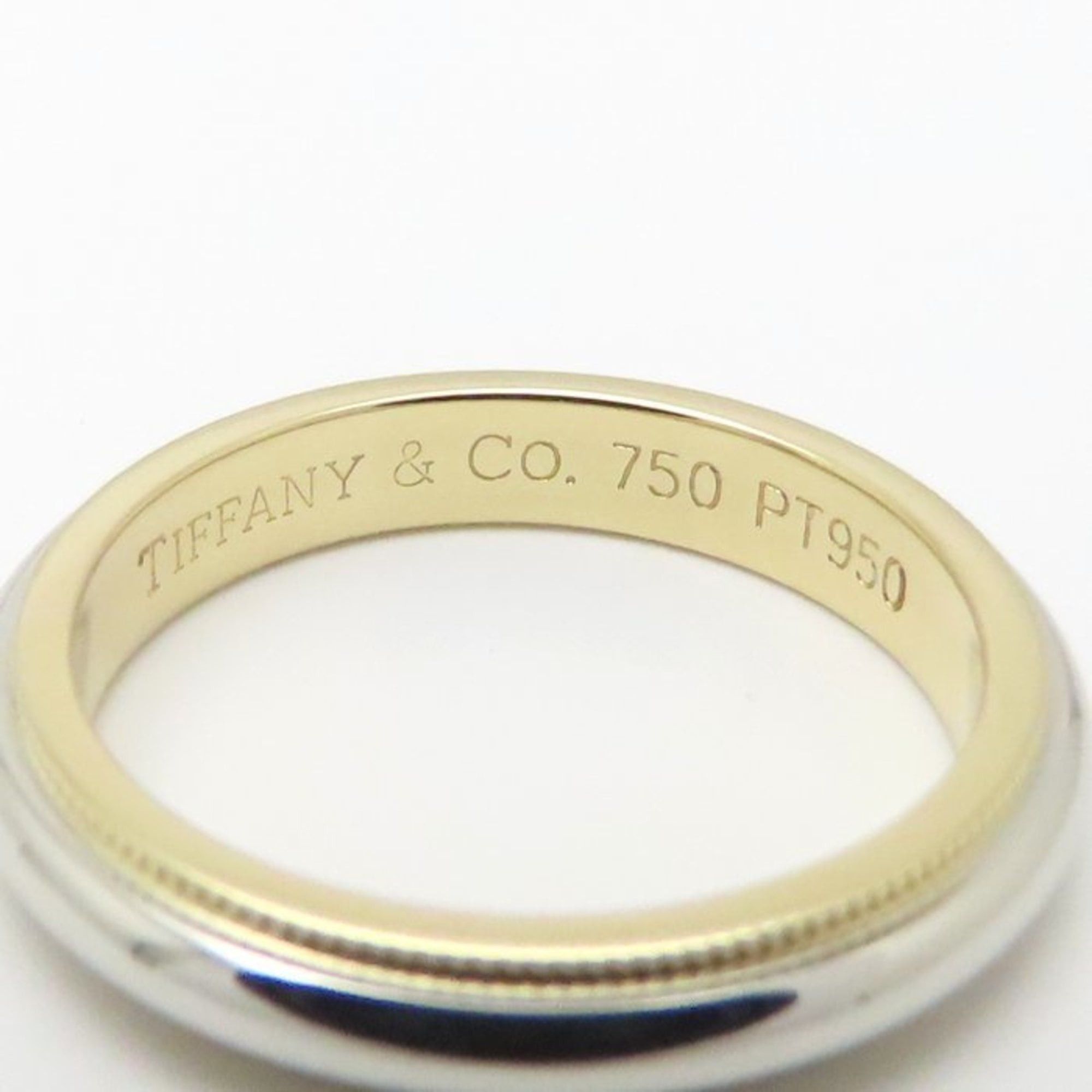 TIFFANY & Co. Tiffany Milgrain Ring, Two-Tone 18K Yellow Gold and Pt950, Women's, 295147