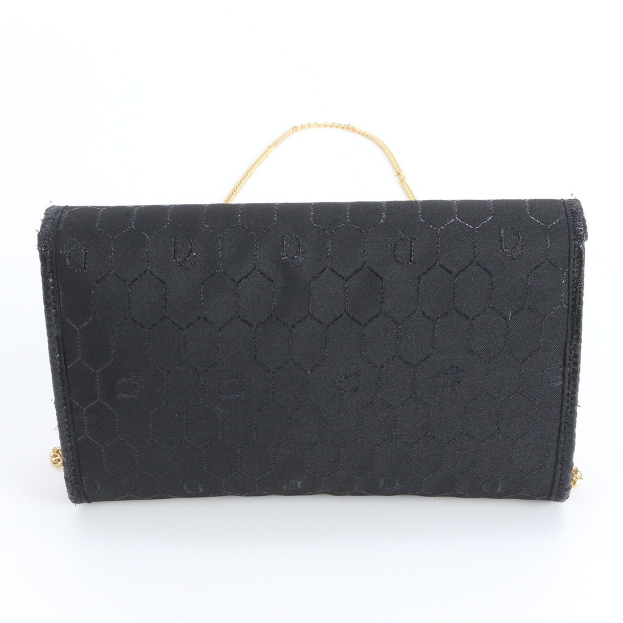 Dior Christian Dior Honeycomb Chain Leather and Nylon Shoulder Bag in Black Gold for Women Size ONE SIZE - 3 Thumbnail