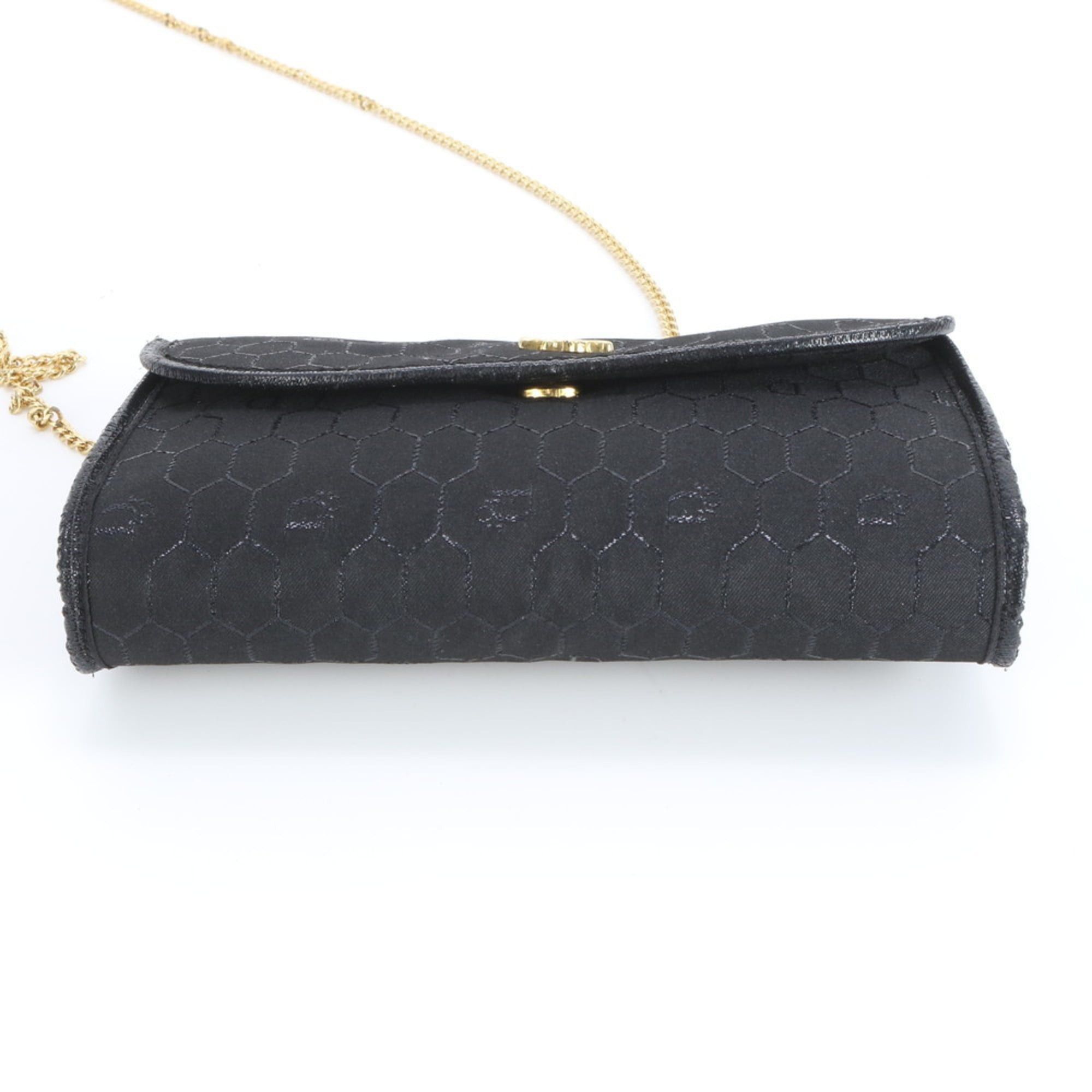 Dior Christian Dior Honeycomb Chain Leather and Nylon Shoulder Bag in Black Gold for Women Size ONE SIZE - 6 Thumbnail