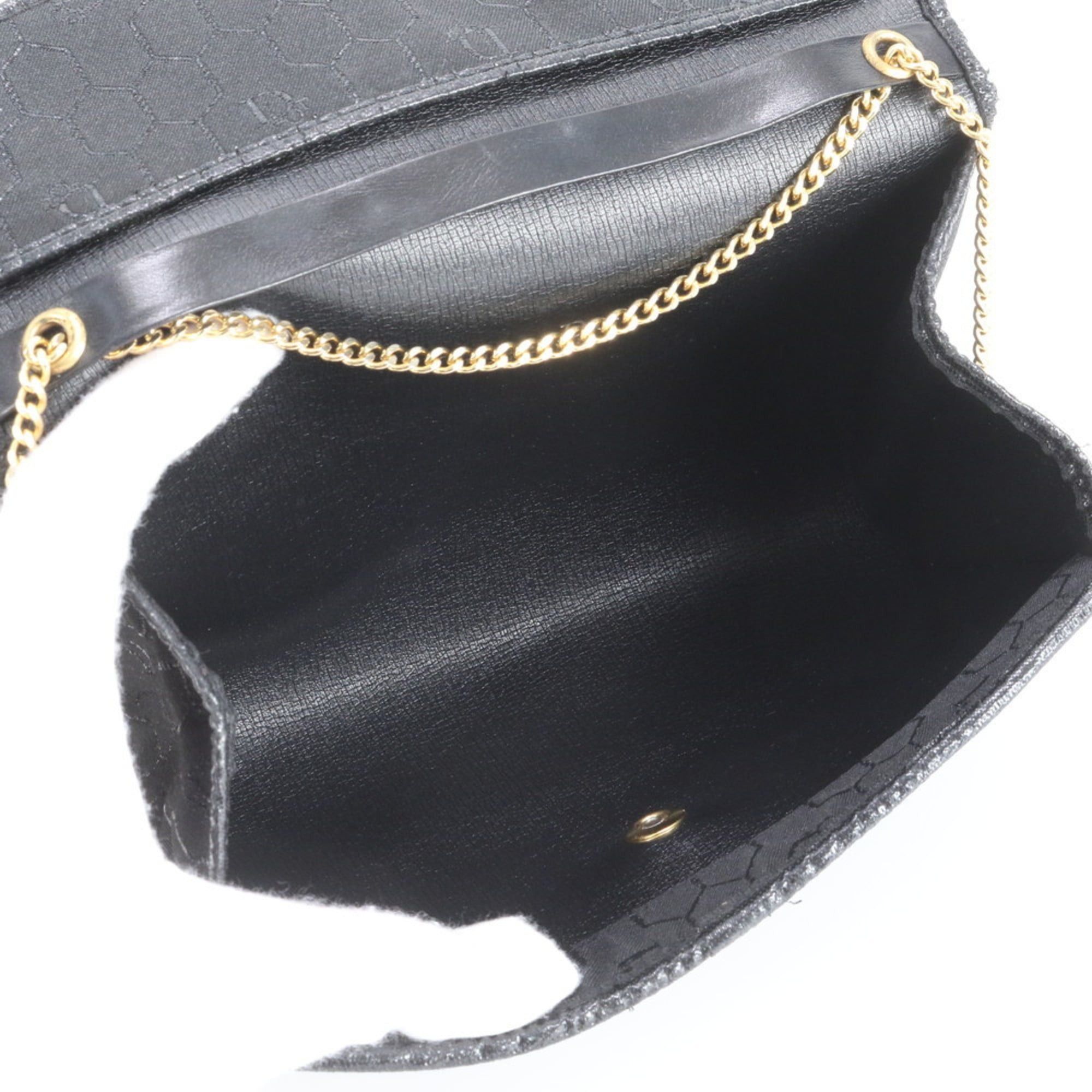 Dior Christian Dior Honeycomb Chain Leather and Nylon Shoulder Bag in Black Gold for Women Size ONE SIZE - 7 Thumbnail