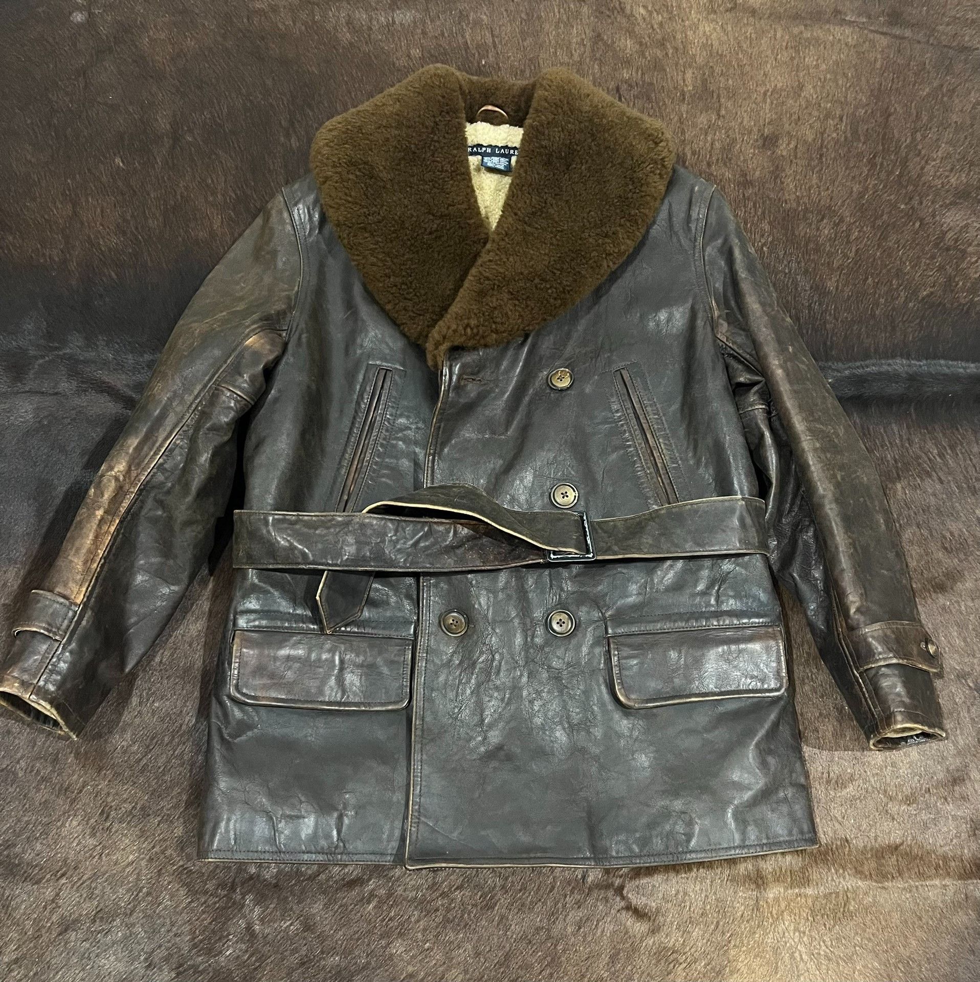 RRL Ralph Lauren Ralph Lauren RRL Distressed Leather Fur Vest Size US S / EU 44-46 / 1 - 2 Thumbnail