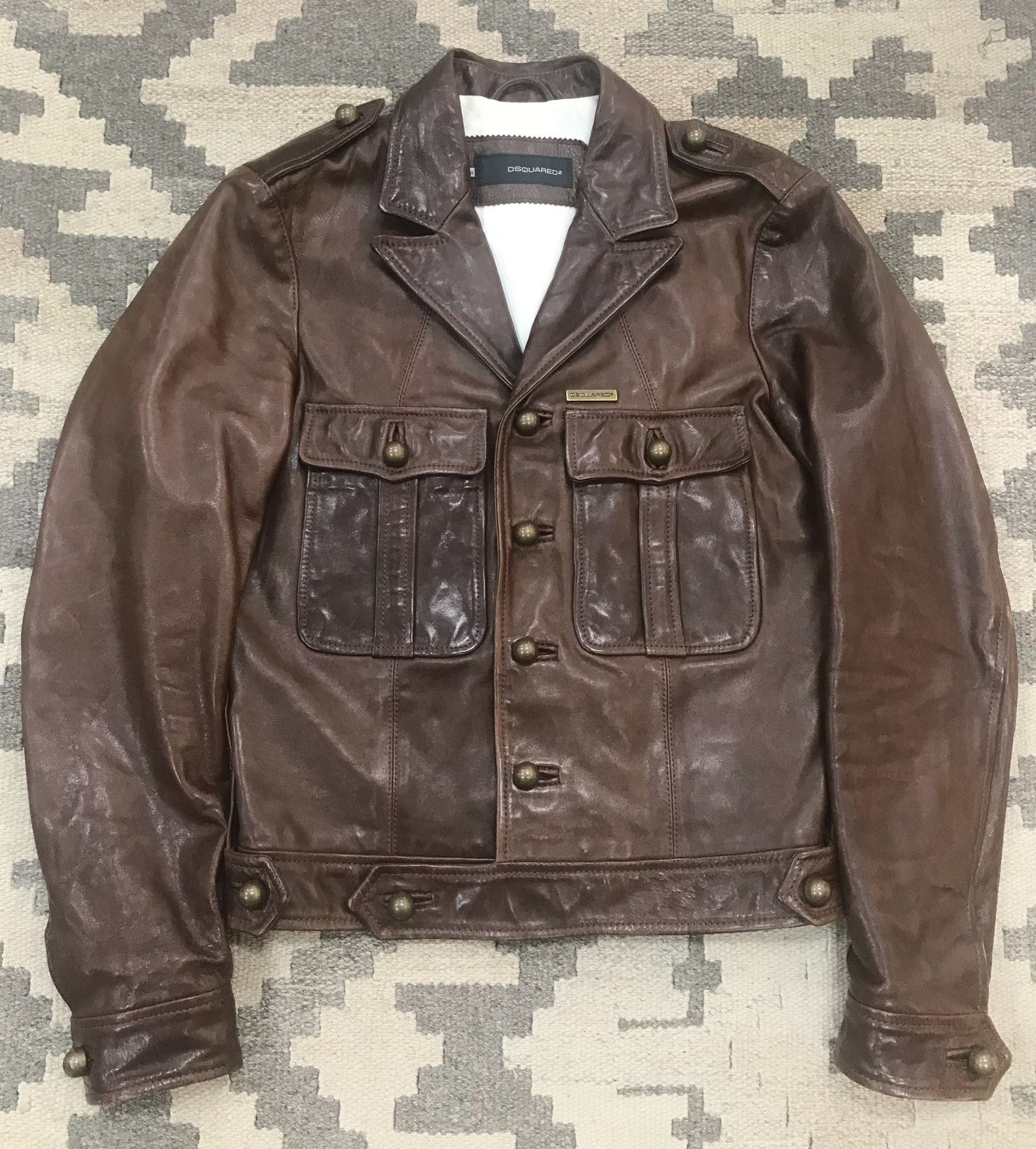 Dsquared2 Dsquared2 Military Style Leather Vest Size US M / EU 48-50 / 2 - 2 Thumbnail