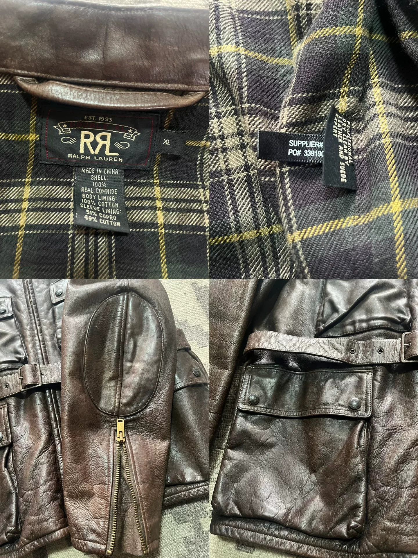 RRL Ralph Lauren RRL Heavyweight Motorcycle Leather Jacket Size US XL / EU 56 / 4 - 4 Thumbnail