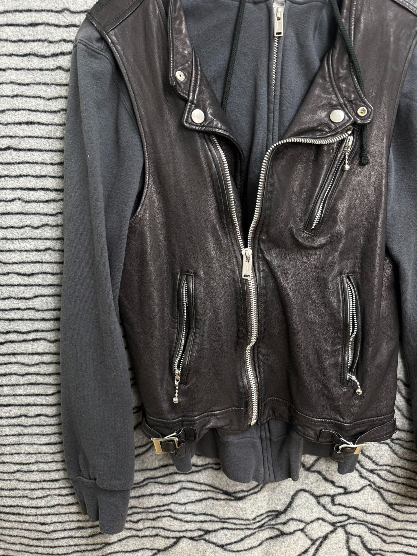 Takahiromiyashita The Soloist. UNDERCOVER Paneled Leather Distressed Jacket Size US M / EU 48-50 / 2 - 3 Thumbnail