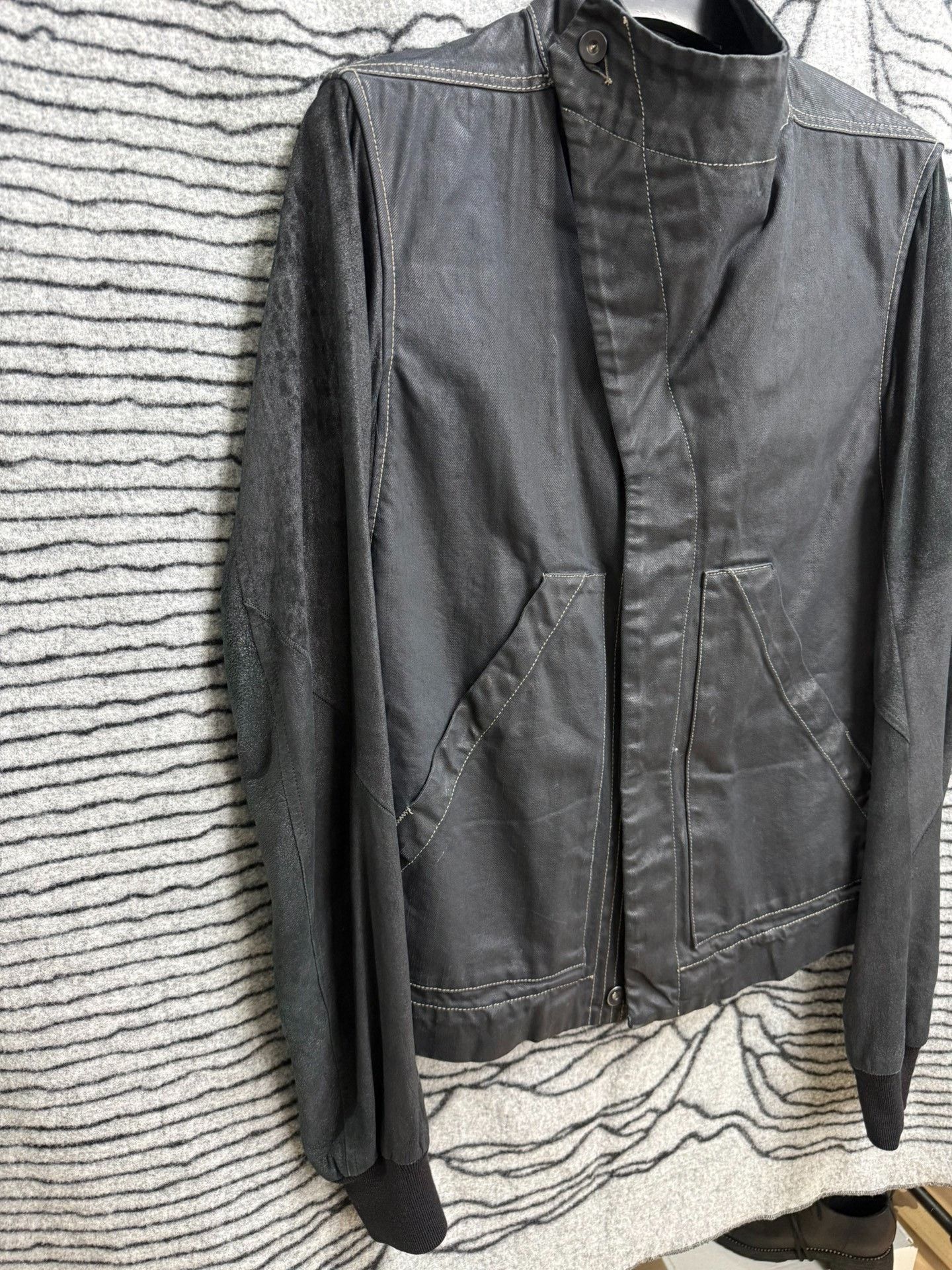 Rick Owens Rick Owens Waxed Denim Distressed Sheepskin Jacket Size US M / EU 48-50 / 2 - 3 Thumbnail