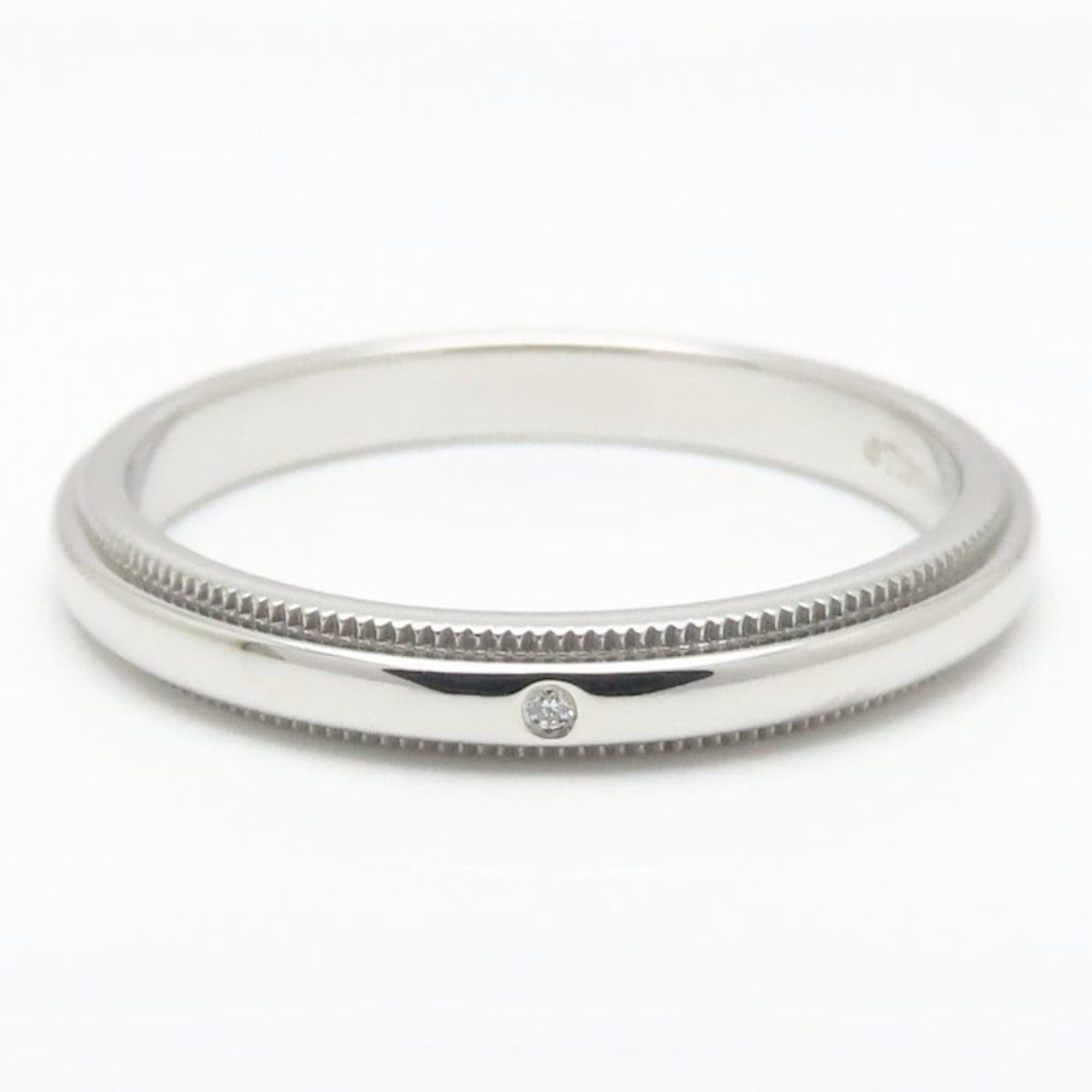 Tiffany & Co. TIFFANY & Co. Tiffany Milgrain Ring with One Diamond, Pt950, Men's, 295148 Size ONE SIZE - 4 Thumbnail