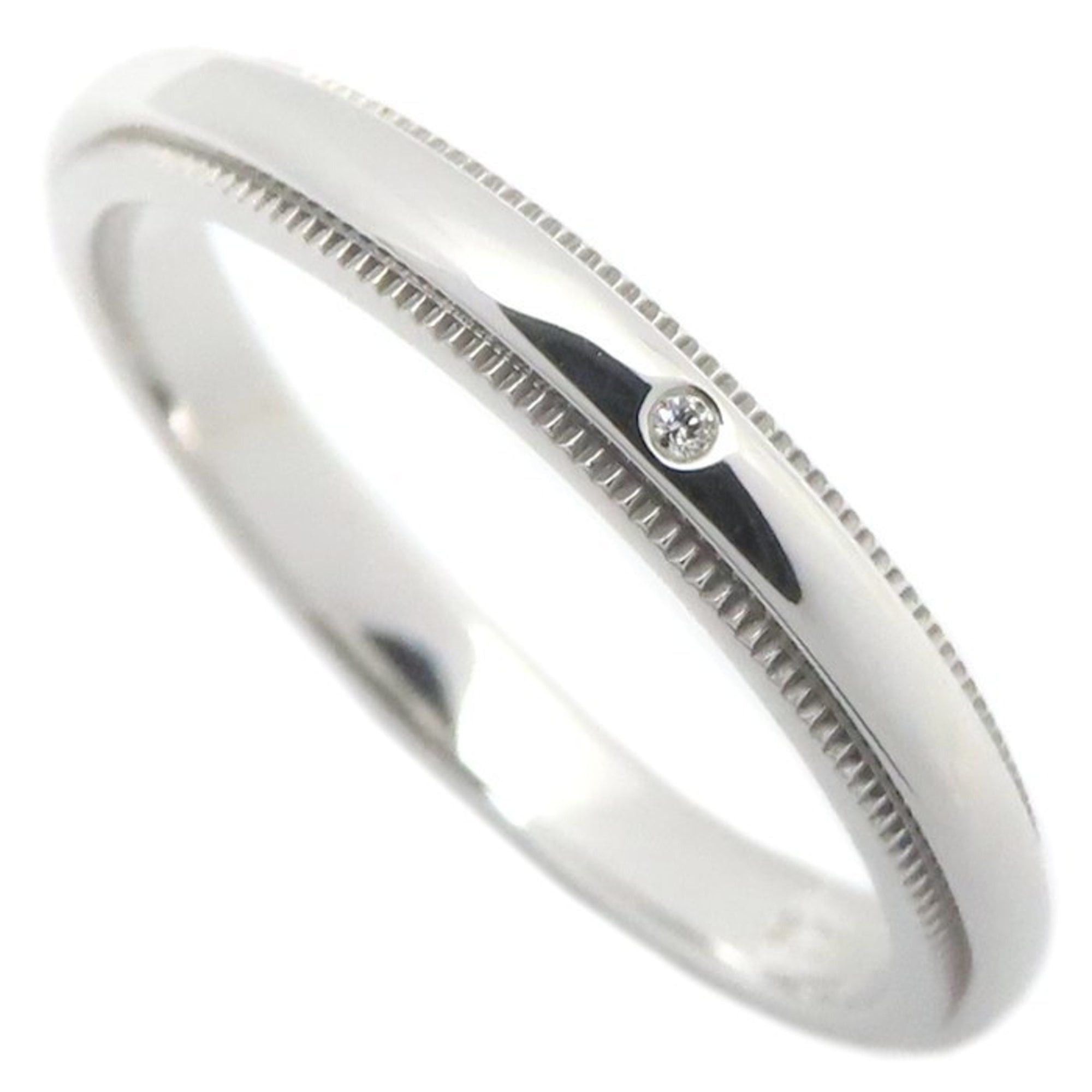 Tiffany & Co. TIFFANY & Co. Tiffany Milgrain Ring with One Diamond, Pt950, Men's, 295148 Size ONE SIZE - 2 Thumbnail