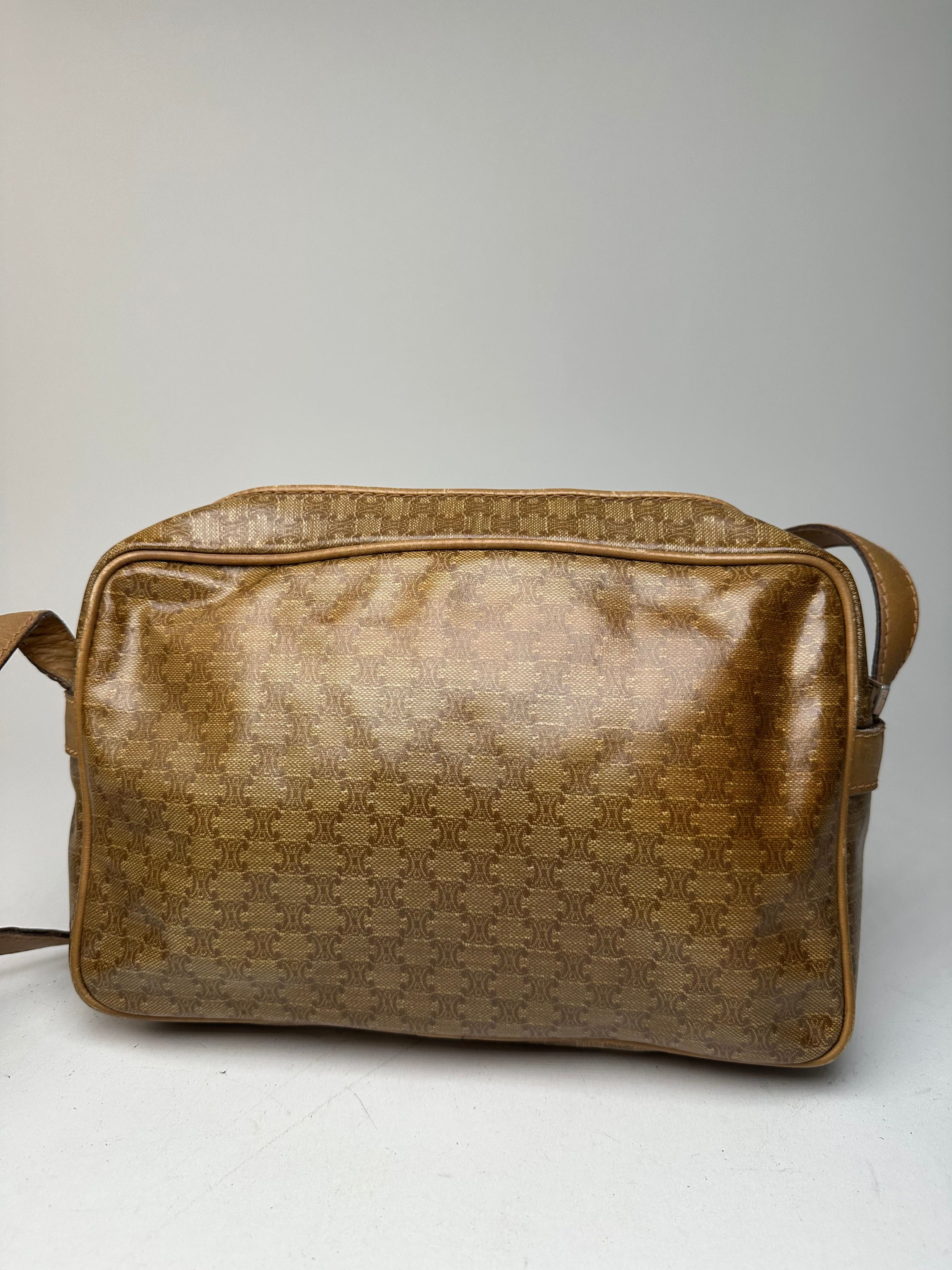 Celine Vintage Paris Triomphe Monogram Leathee Shoulder Bag Gold Br Size ONE SIZE - 13 Thumbnail