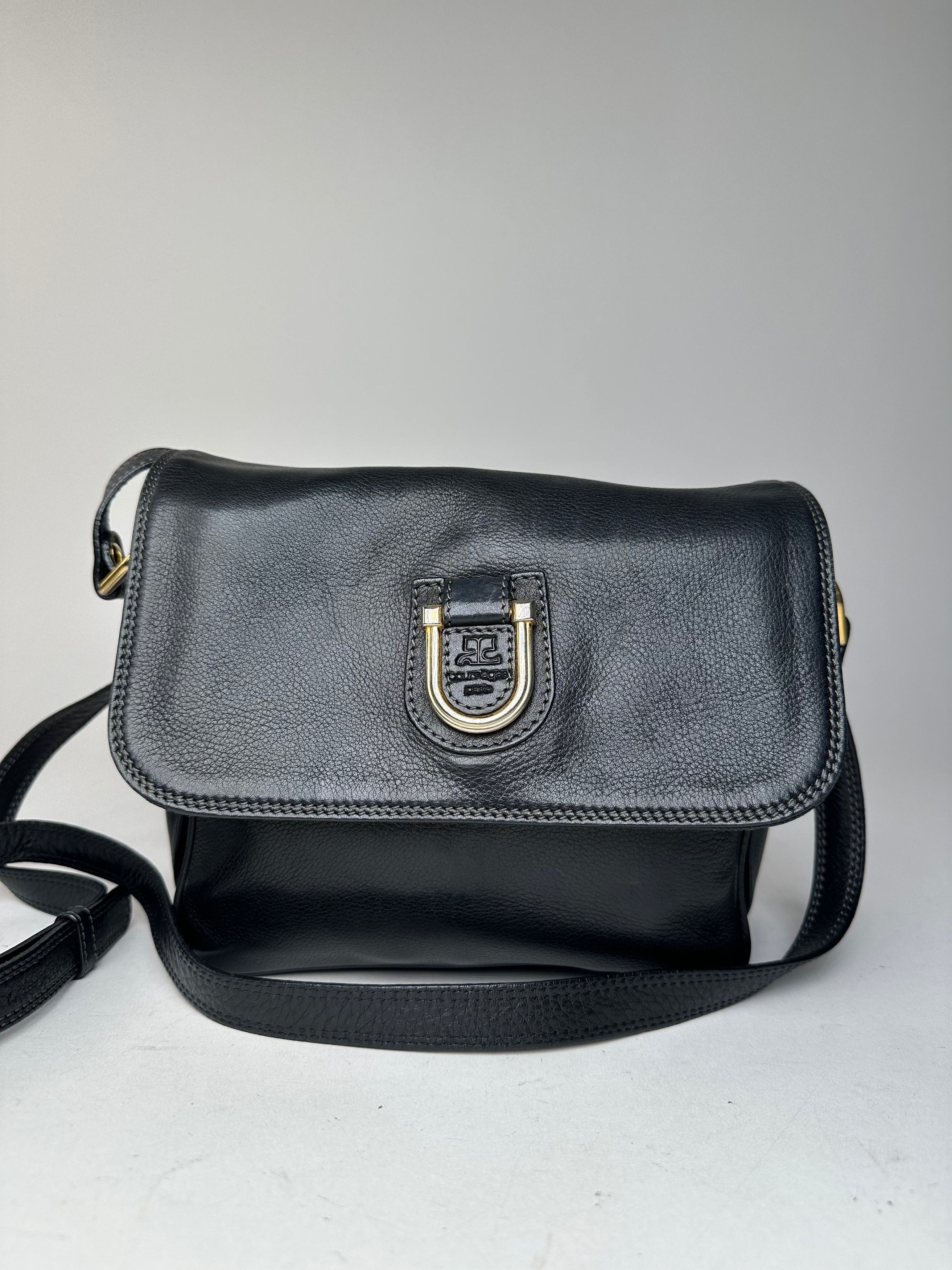 Courreges Vintage Leather Shoulder Bag Black Size ONE SIZE - 8 Thumbnail