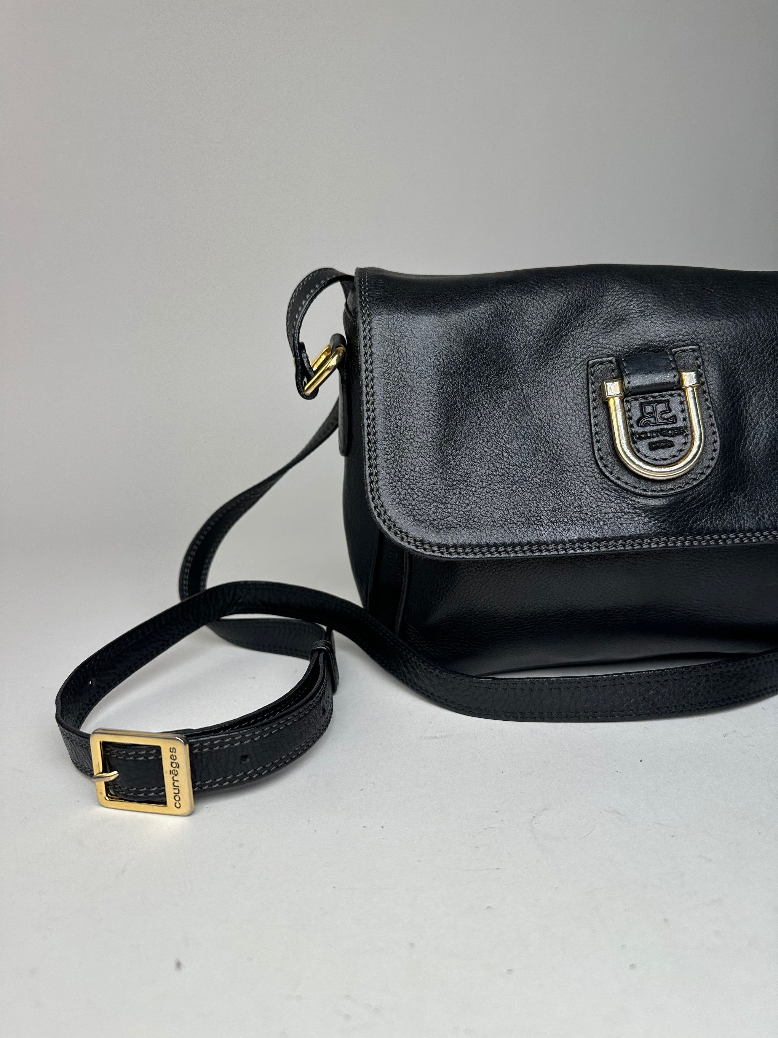 Courreges Vintage Leather Shoulder Bag Black Size ONE SIZE - 13 Thumbnail